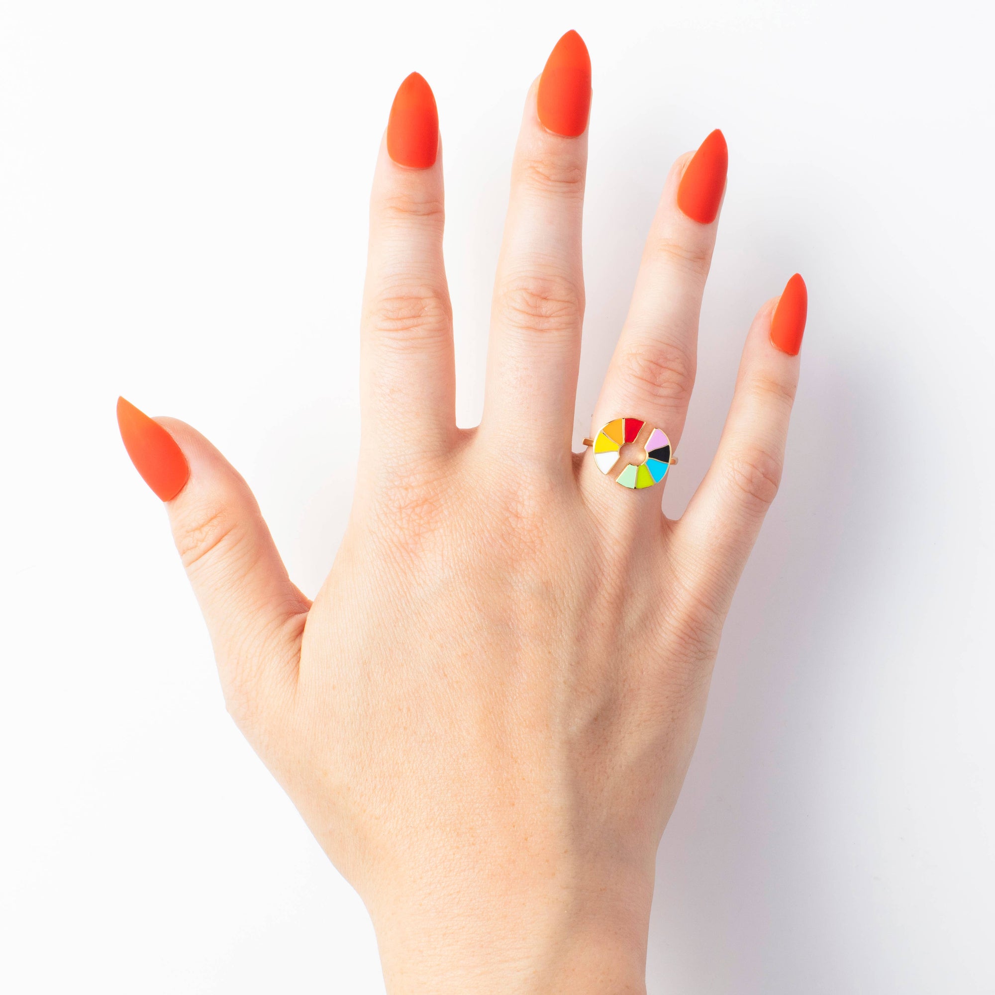 Color Wheel Adjustable Gold Ring | Art Jewelry