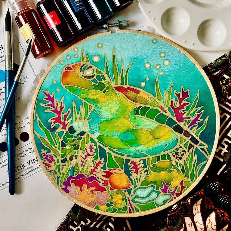 Oh My Turtle! | Batik Craft Kit | Hand-Waxed DIY Art Kit UK: Batik Diy Kit