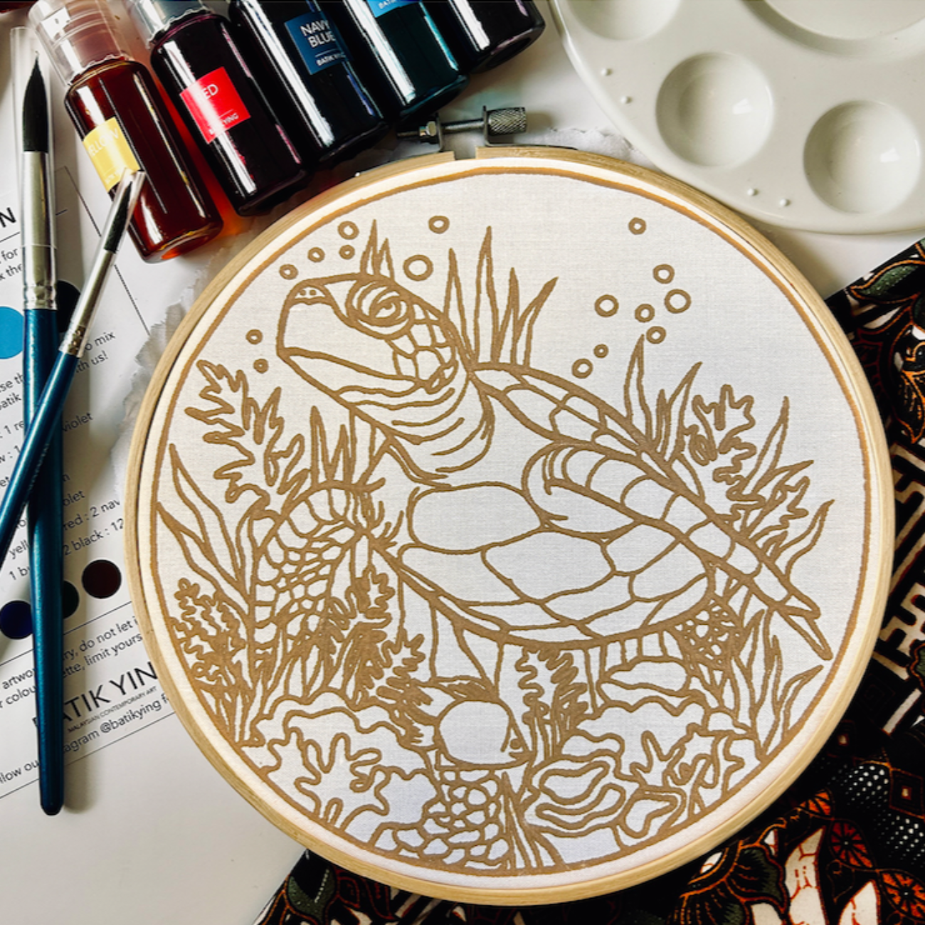 Oh My Turtle! | Batik Craft Kit | Hand-Waxed DIY Art Kit UK: Batik Diy Kit