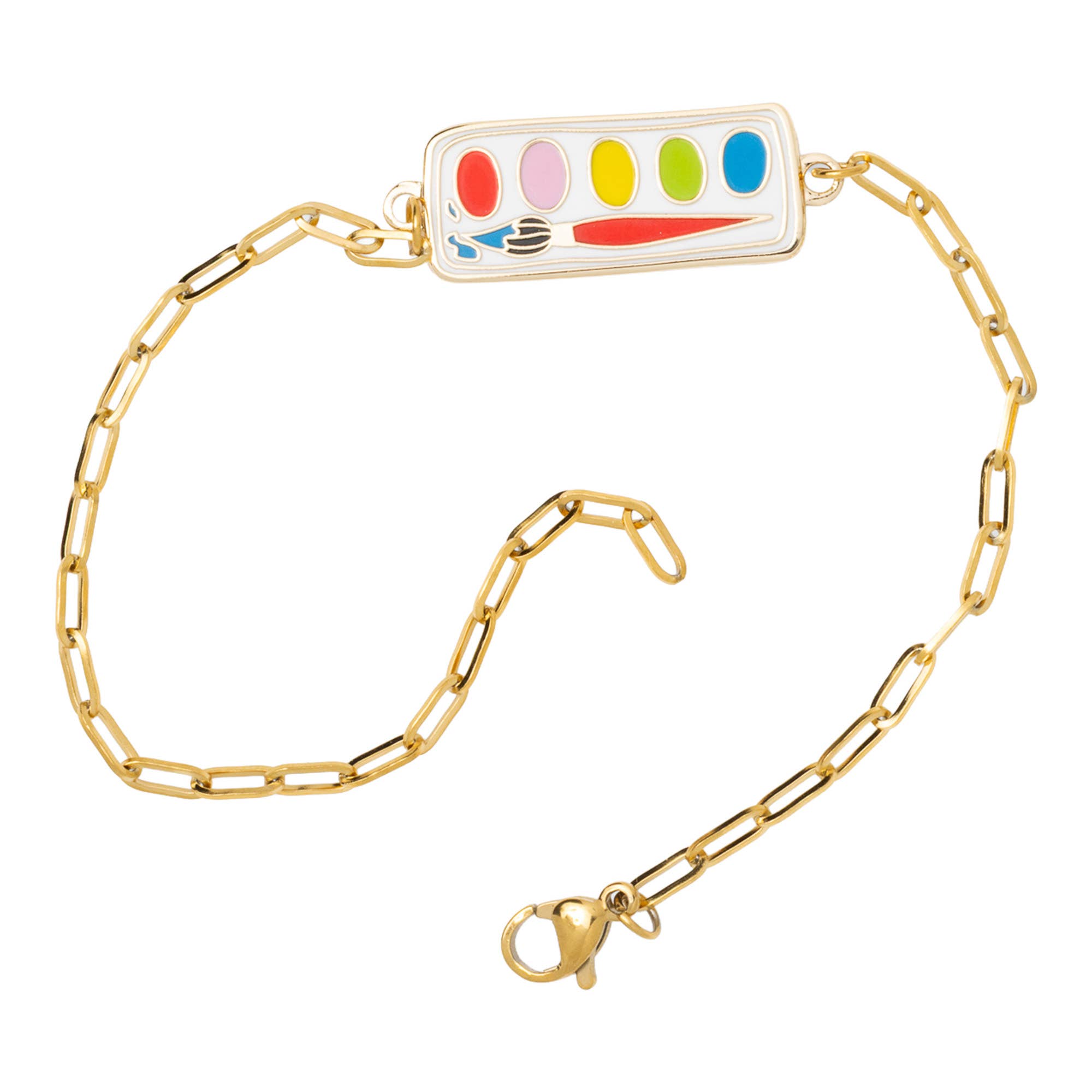 Paint Set Charm Bracelet | 18k Gold Enamel Artist Gift