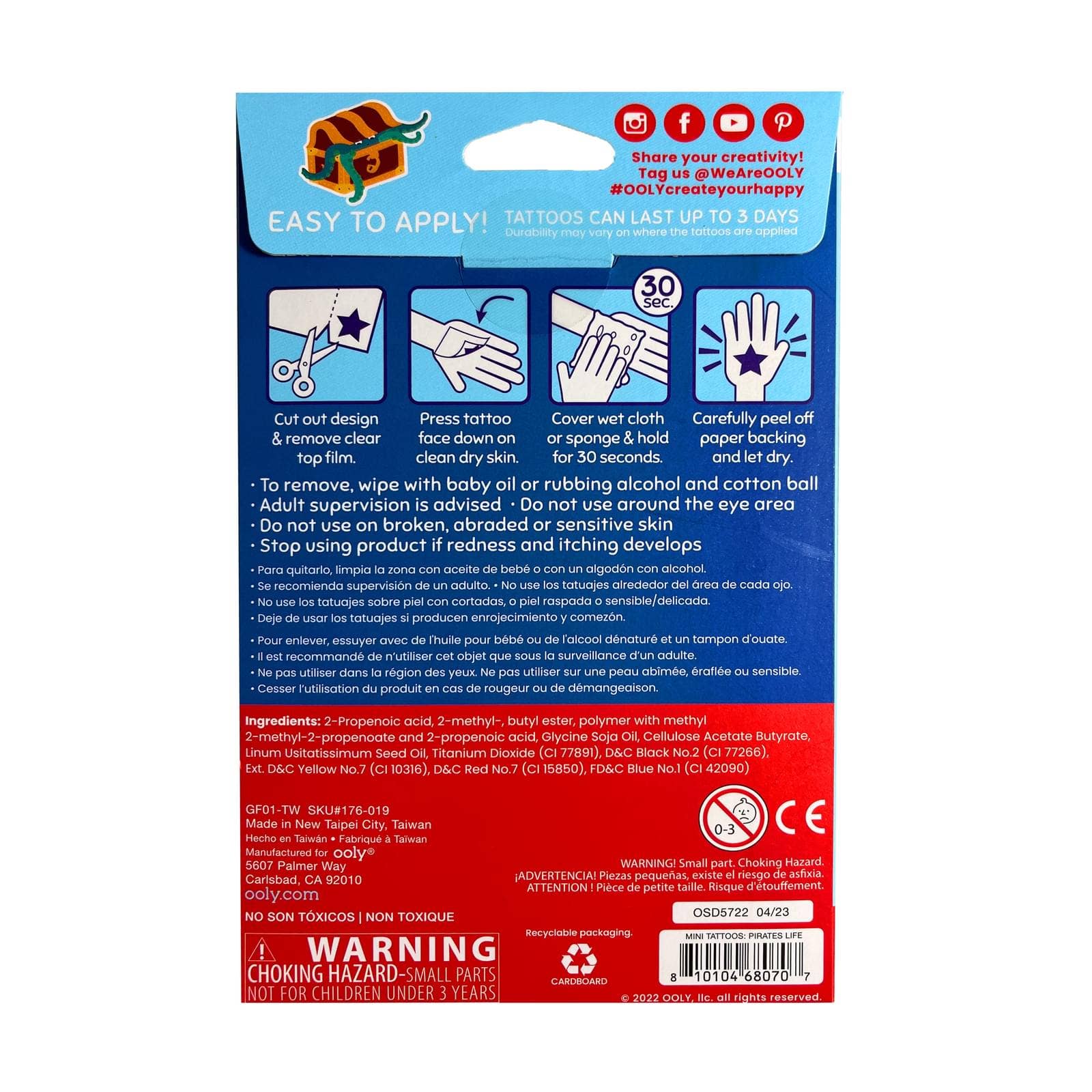 Tattoo Palooza: Mini Temporary Tattoos - Pirate's Life (3 Sh