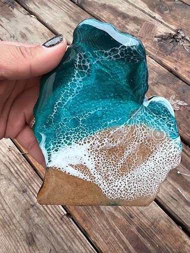 Michigan Mitten Beach Coaster: With Lake Michigan Sand