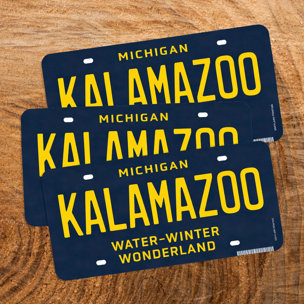 KCMA | Kalamazoo Water–Winter Wonderland Mini License Plate Sticker (3")