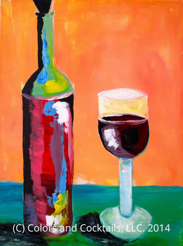 2/26 Wine Bottle &amp; Wine Glass Canvas Painting Class