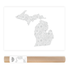 Michigan State Map Coloring Poster with Flowers Pattern: Flat with Cardboard Backing