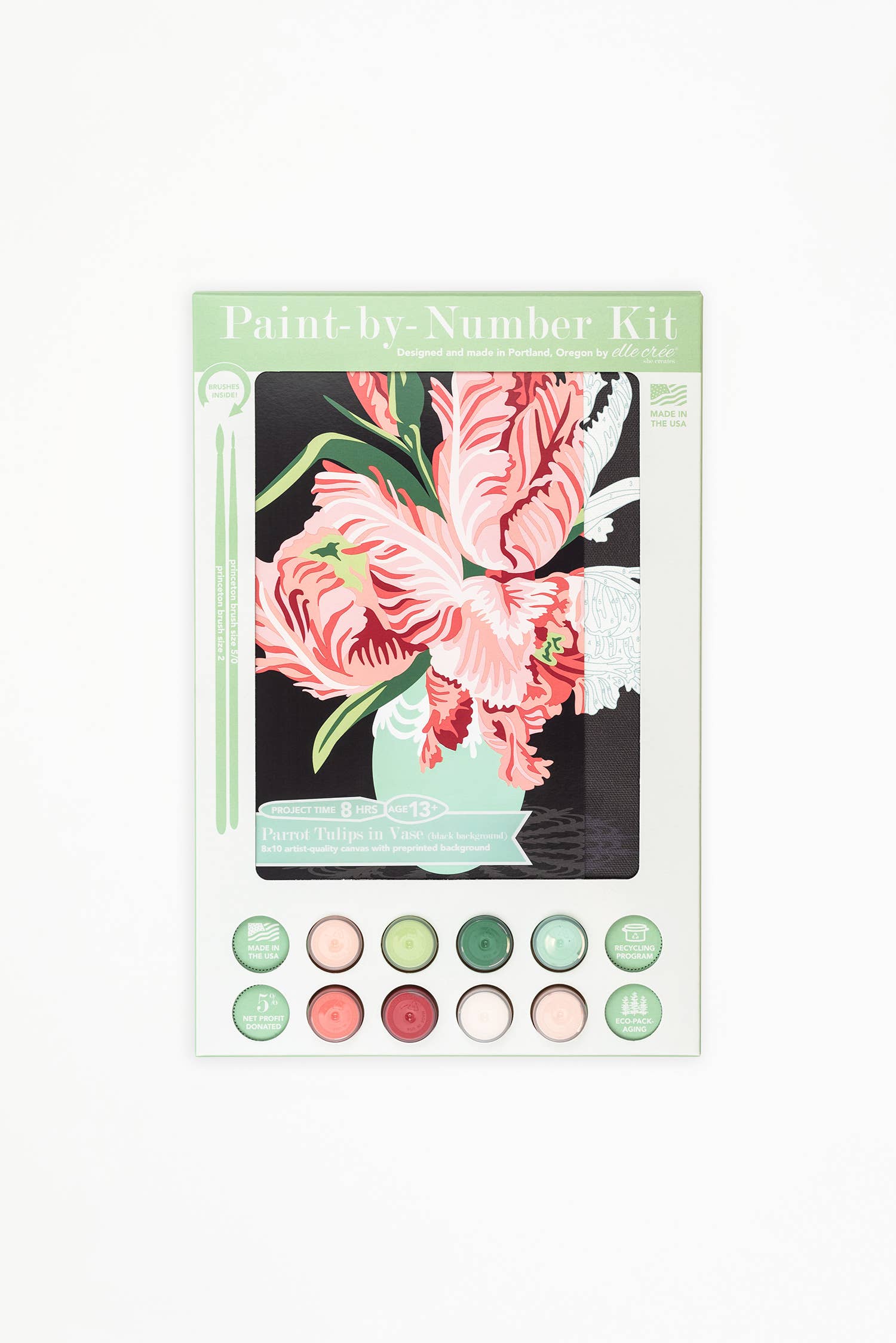 Parrot Tulips in Vase (black background) Paint-by-Number Kit