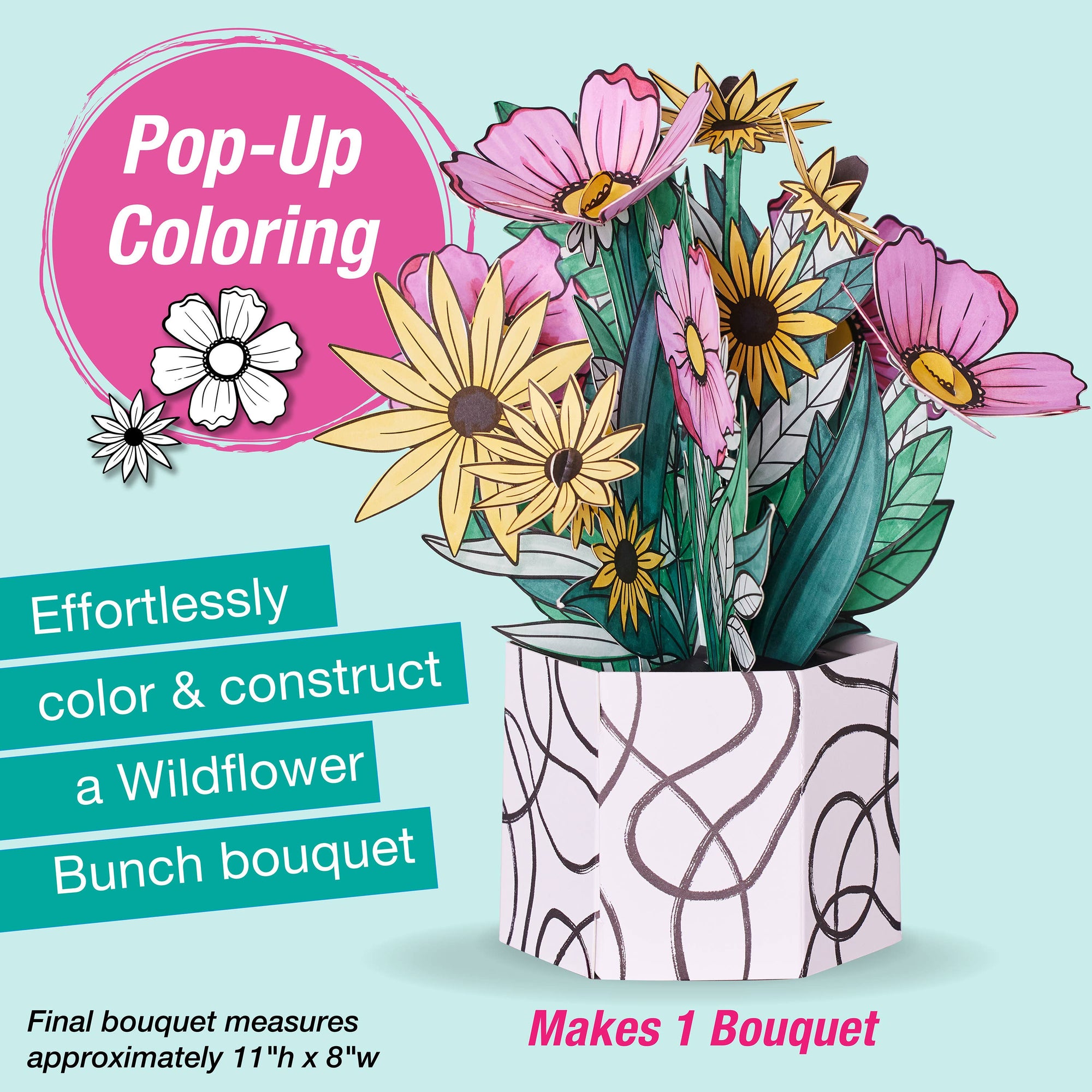 Pop Up Coloring Wildflower Bouquet - Adult Coloring Craft