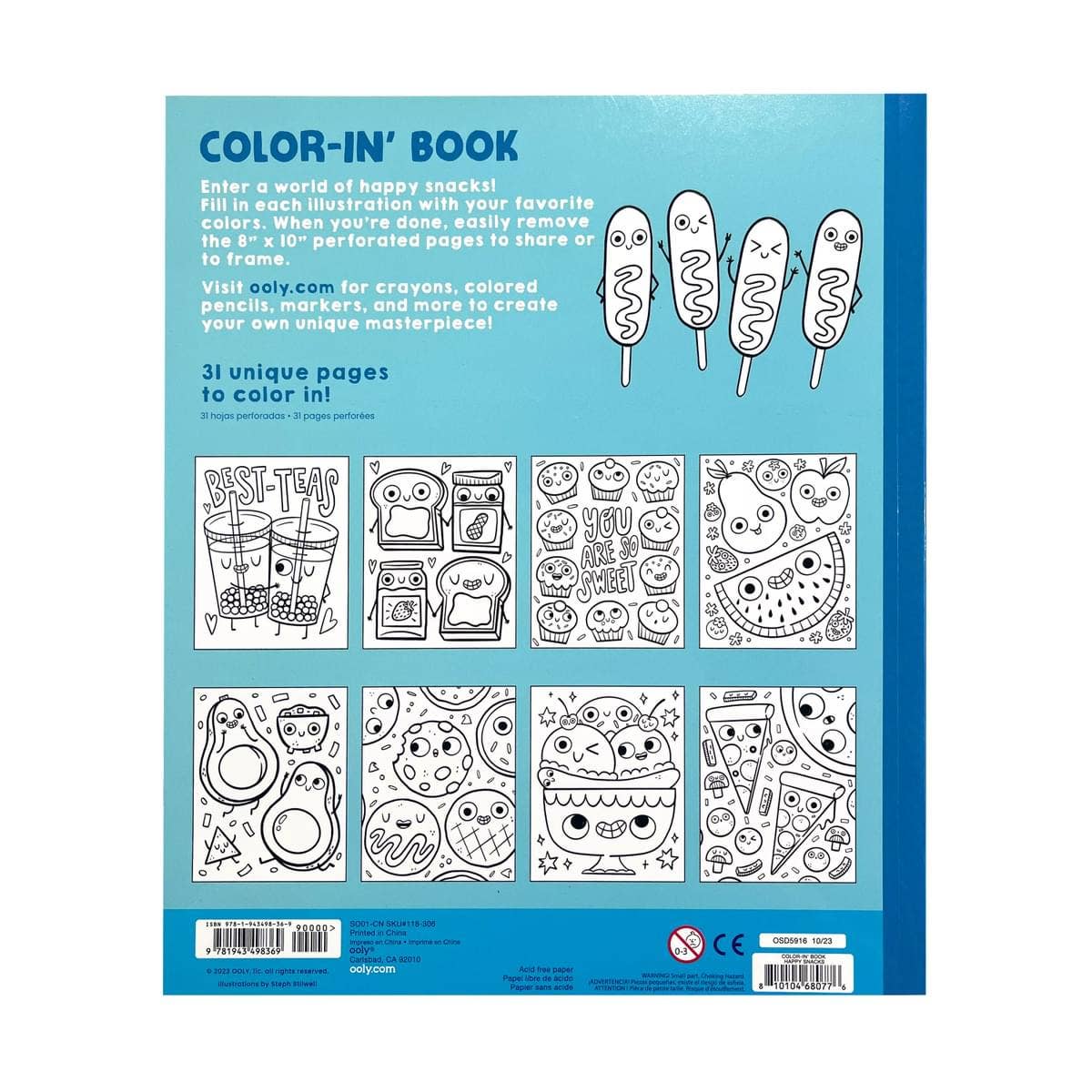 Color-in' Book: Happy Snacks (8" x 10";31 Pages)