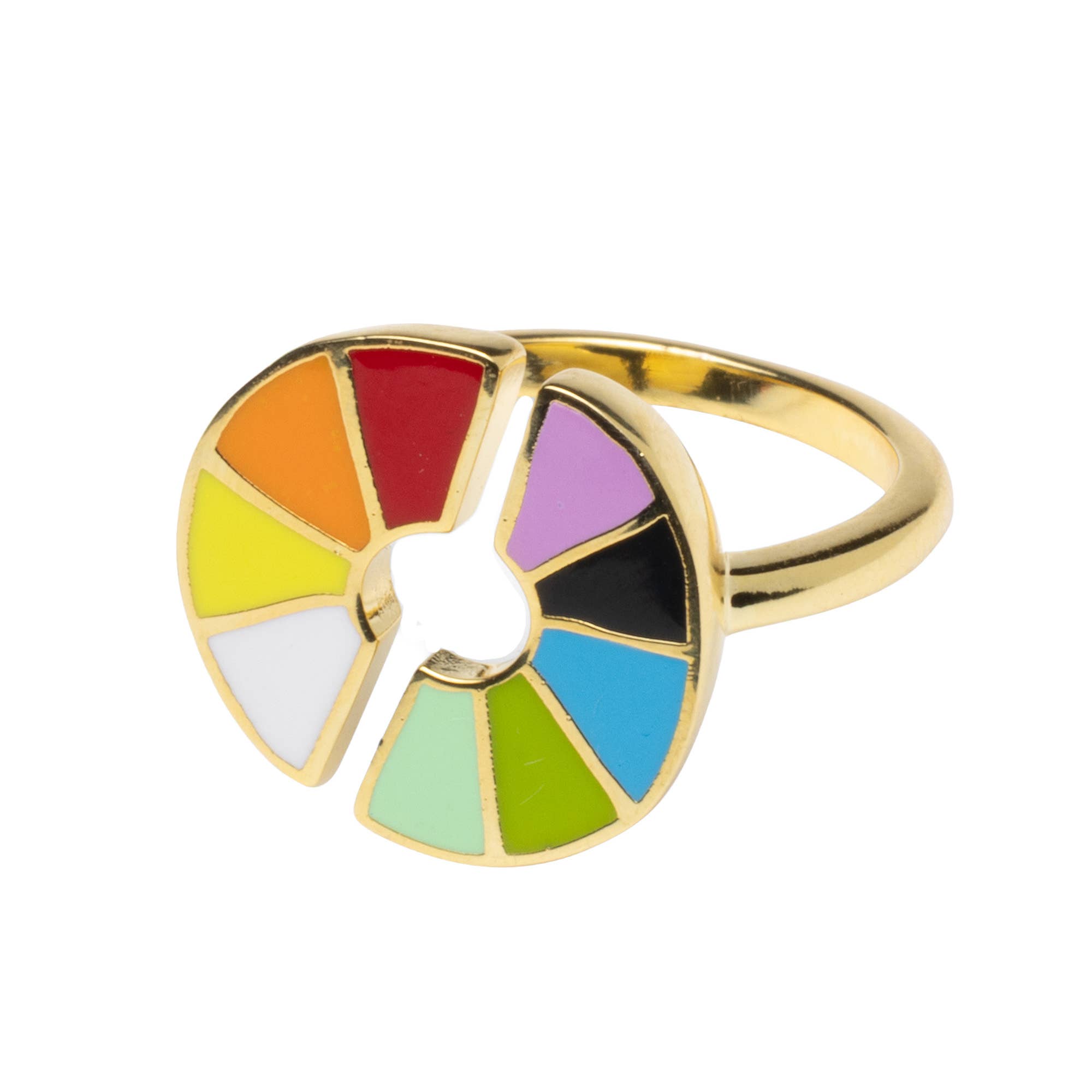 Color Wheel Adjustable Gold Ring | Art Jewelry