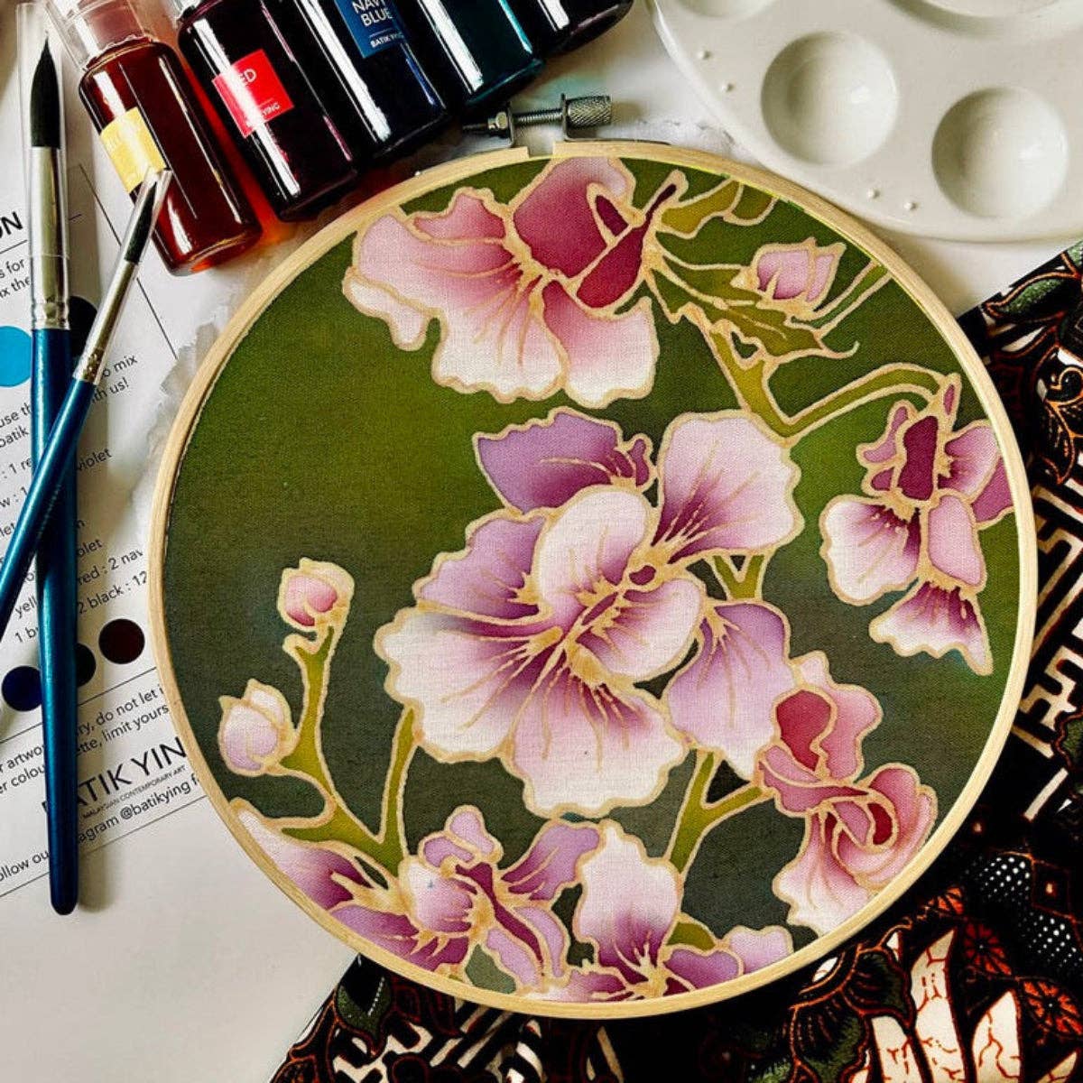 Midnight Orchid | Batik Craft Kit | Hand-Waxed DIY Art Kit UK: Batik Kit