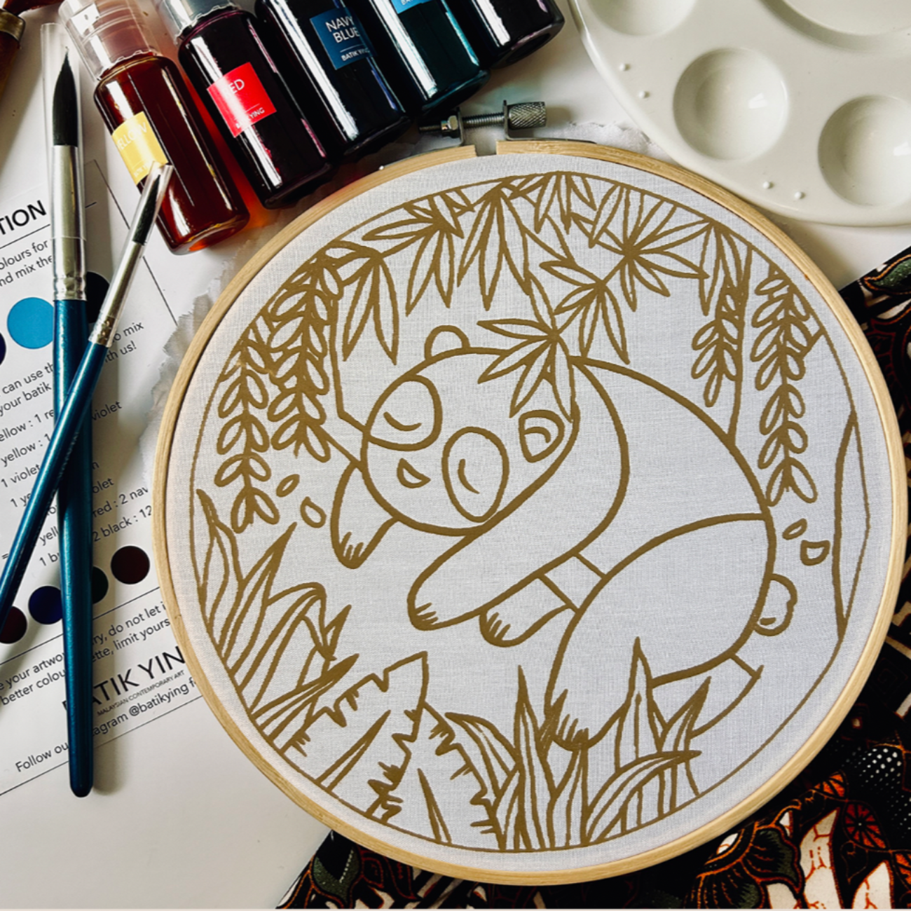 Sleepy Panda | Batik Craft Kit | Hand-Waxed DIY Art Kit UK: Batik Kit