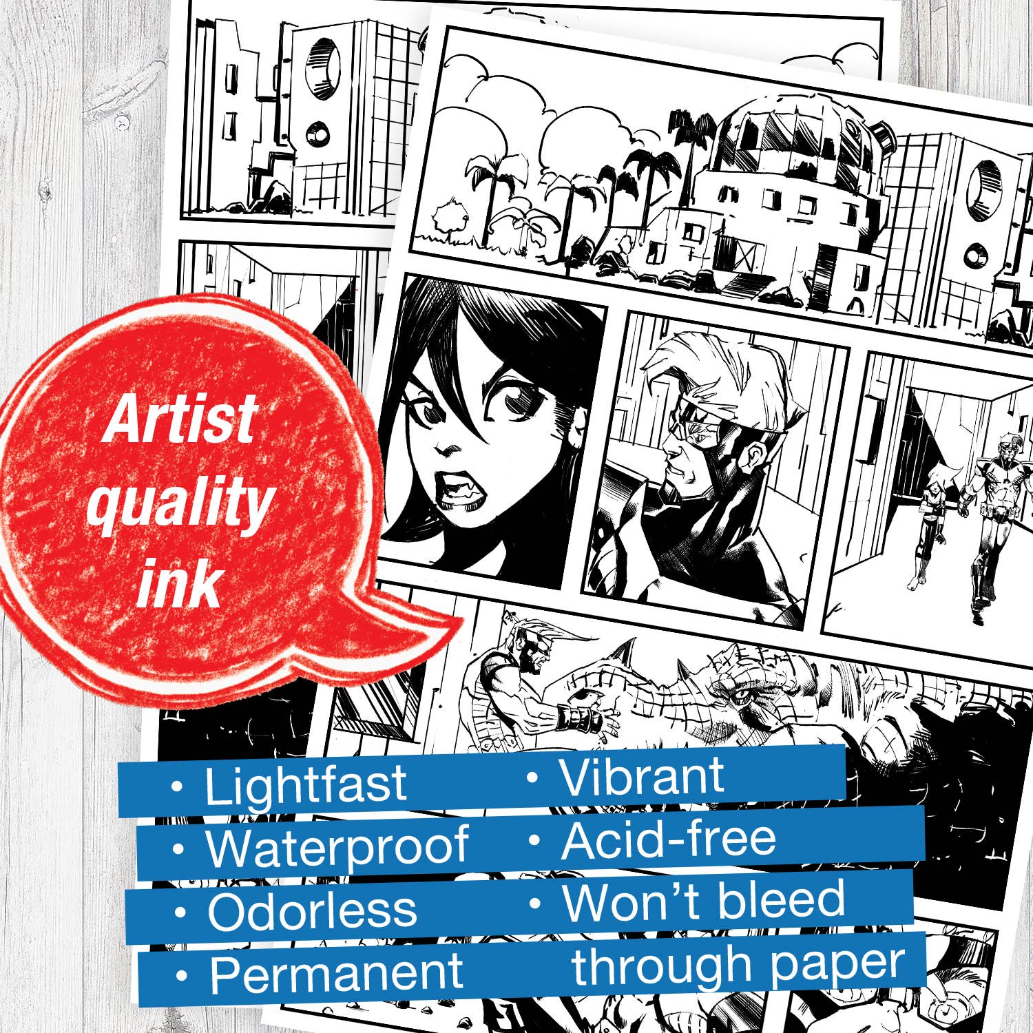 Pitt Artist Pen, Manga Black Set - Wallet of 4