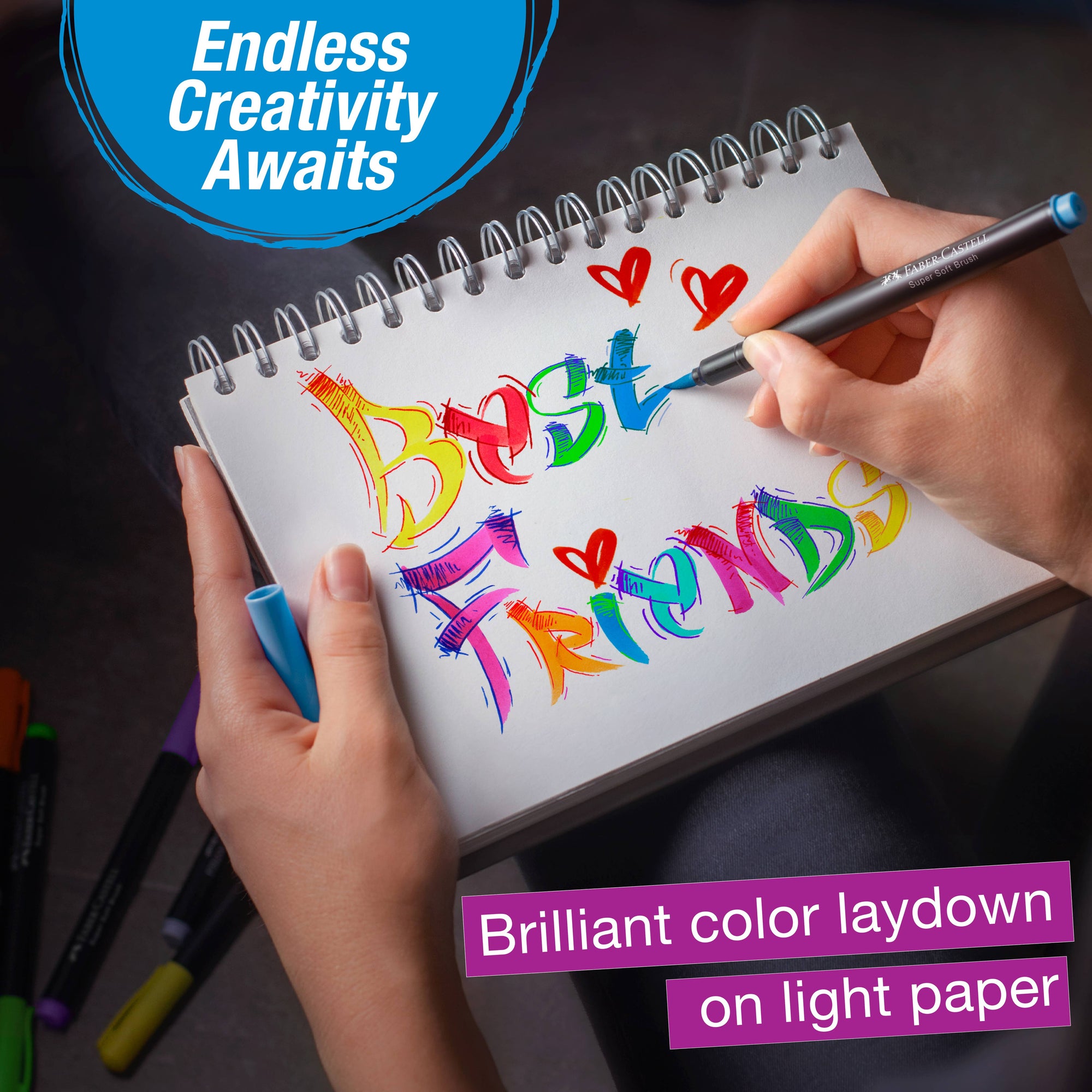 Black Edition Felt Tip Brush Pens Markers 10 Ct Box