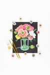 Poppies in Vase (Black Background) PBN Kit