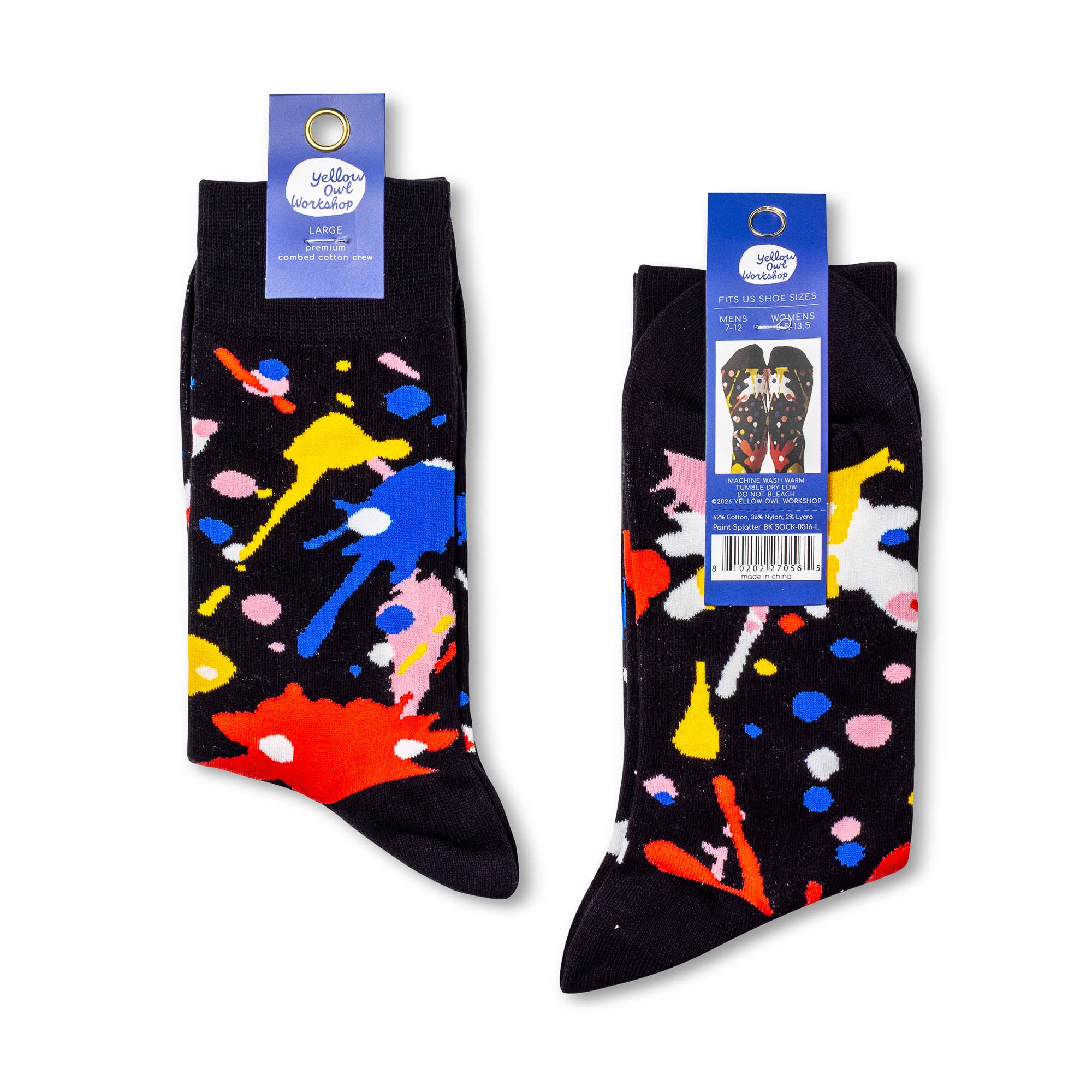 Paint Splatter Socks | Artist &amp; Art Teacher Gift | Large
