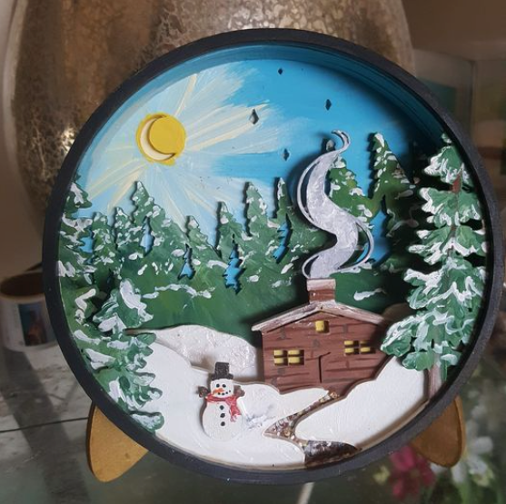 Winter Cabin Shadow Box Kit