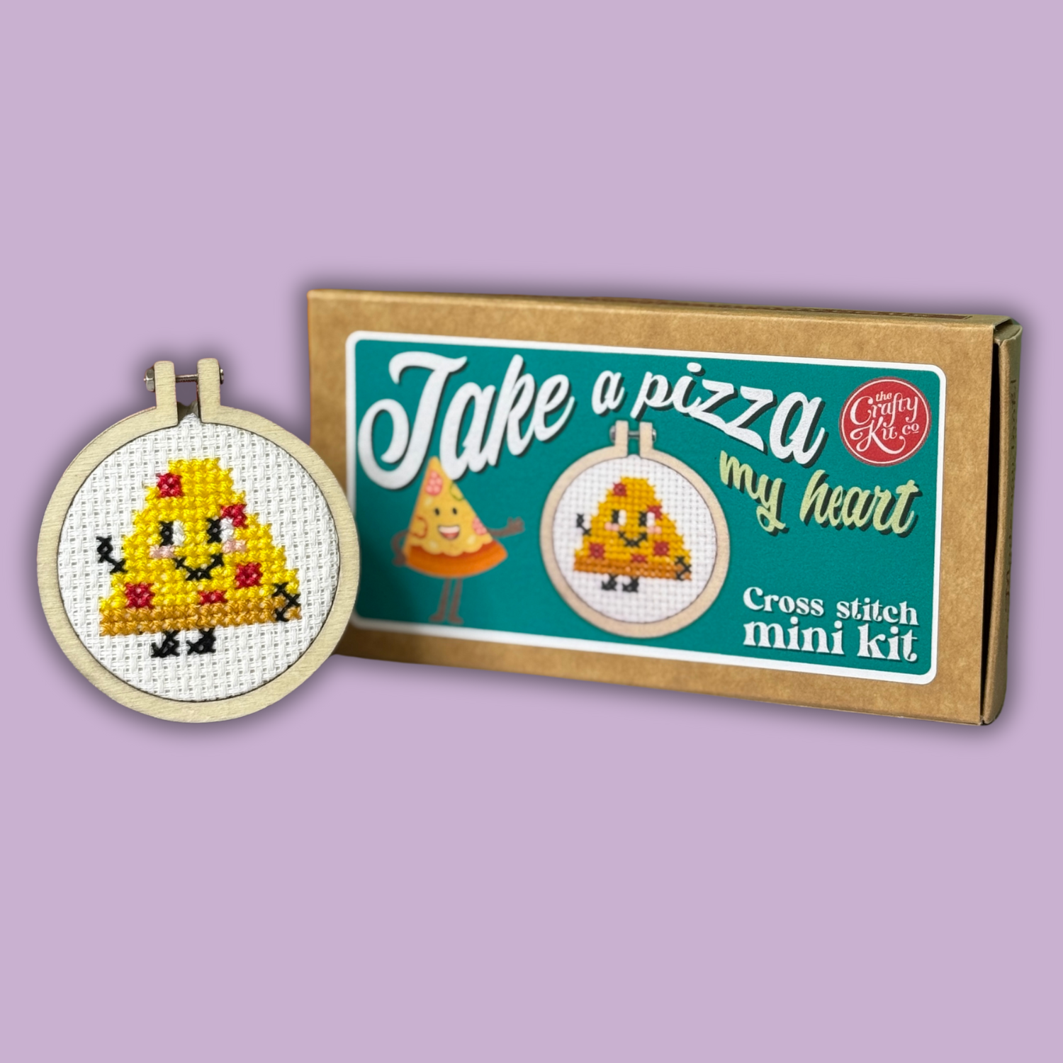 Take A Pizza My Heart' Mini Matchbox Cross Stitch Kit - Colors