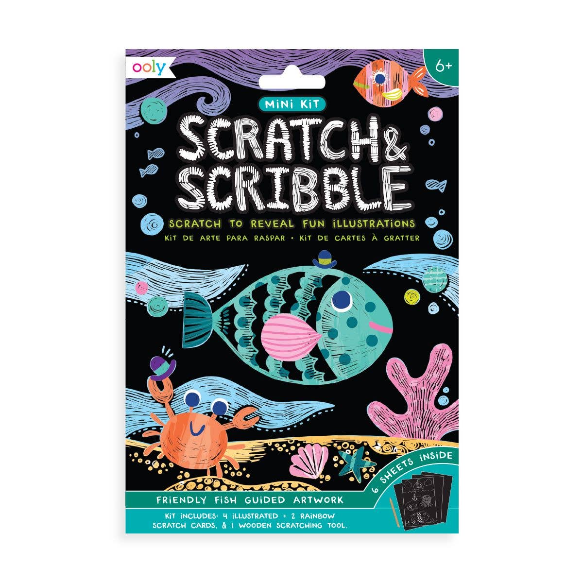 Scratch &amp; Scribble: Mini Kit - Friendly Fish (7 PC Set)