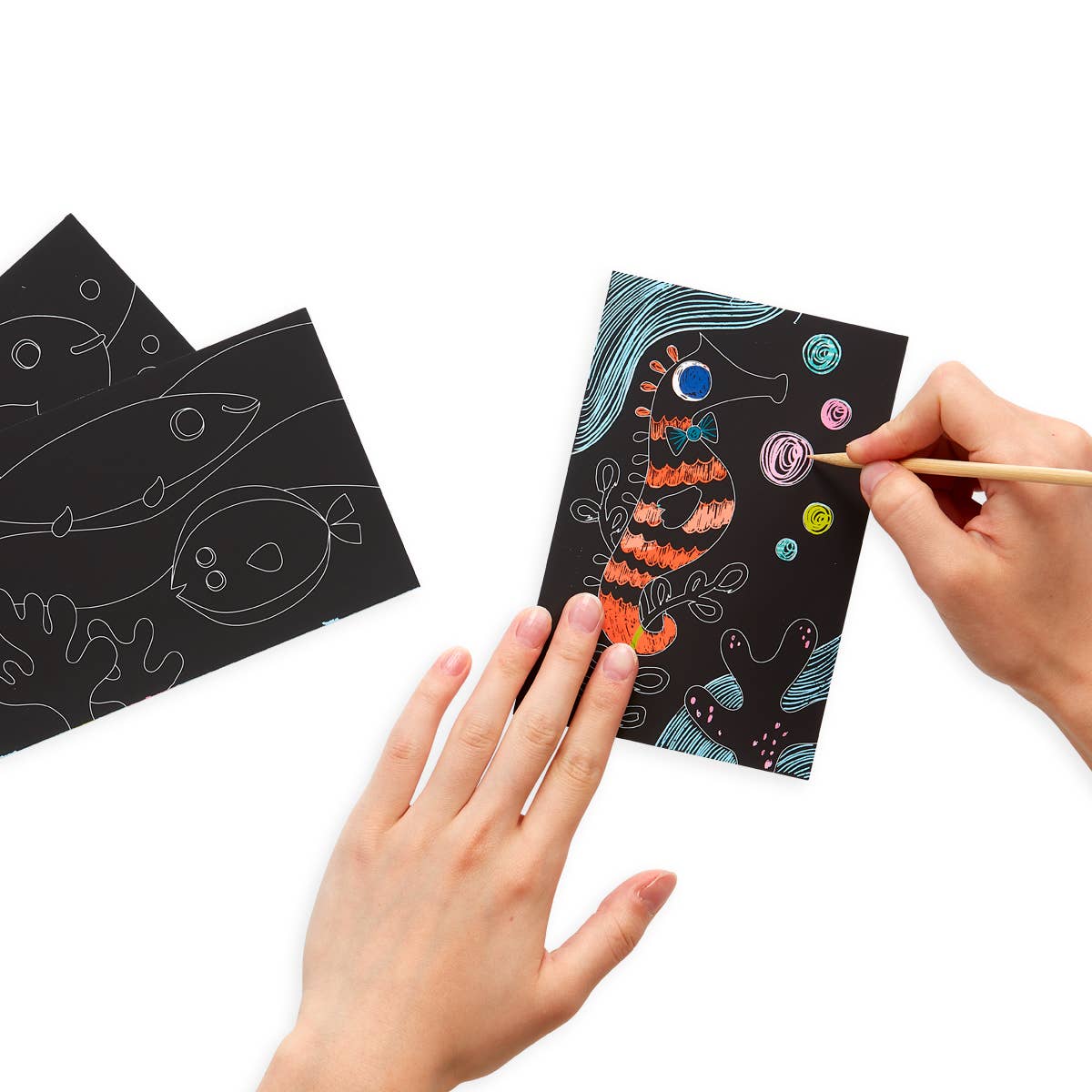 Scratch &amp; Scribble: Mini Kit - Friendly Fish (7 PC Set)