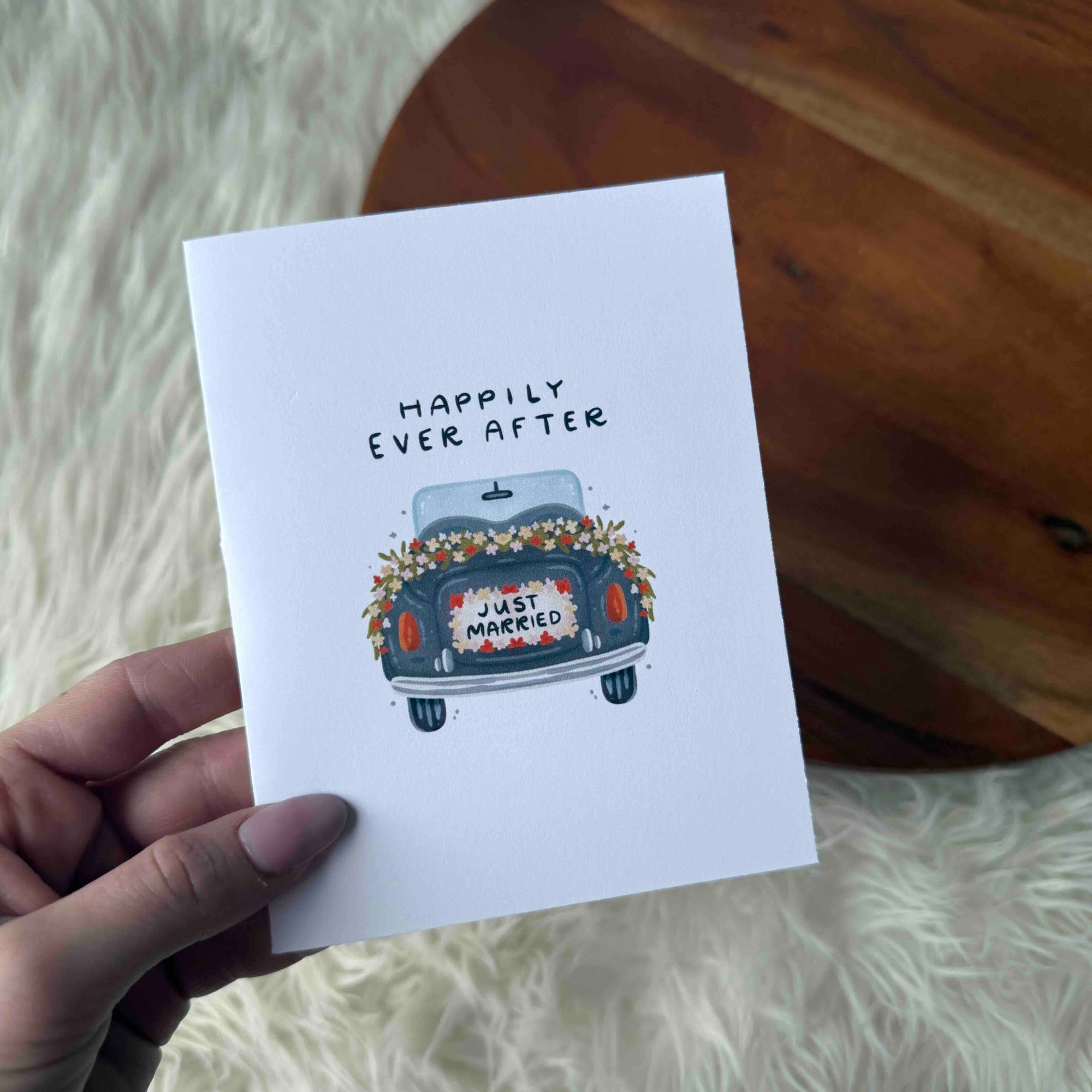 "Happily ever after" Just Married Wedding Card