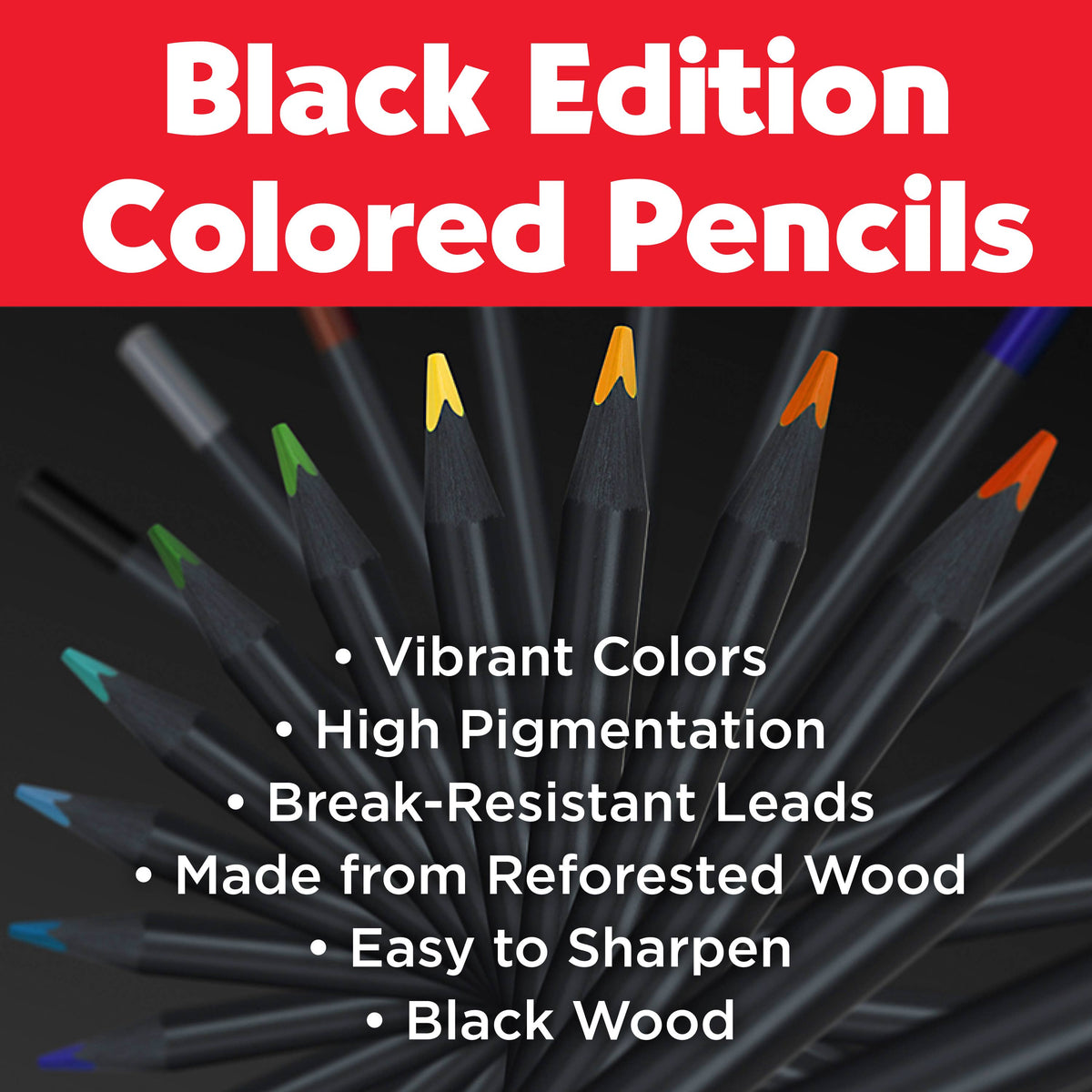 Black Edition Colored Pencils - Tin of 12