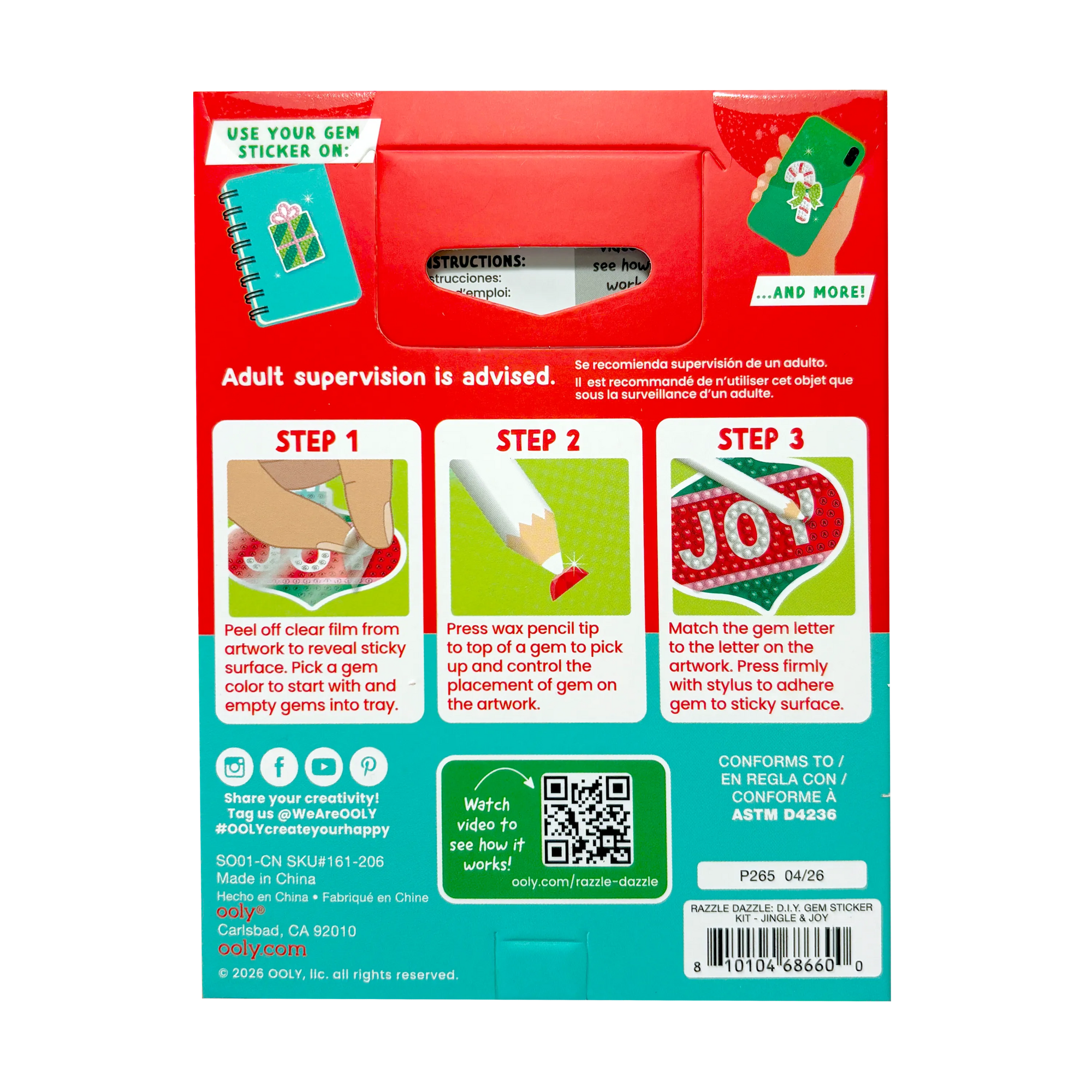 Mini Razzle Dazzle DIY Gem Sticker Kit - Jingle &amp; Joy