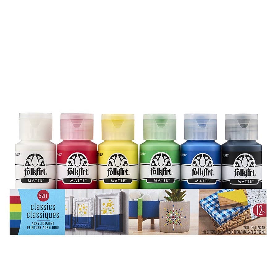 Matte Acrylic Paint Classics Set: 12 Colors