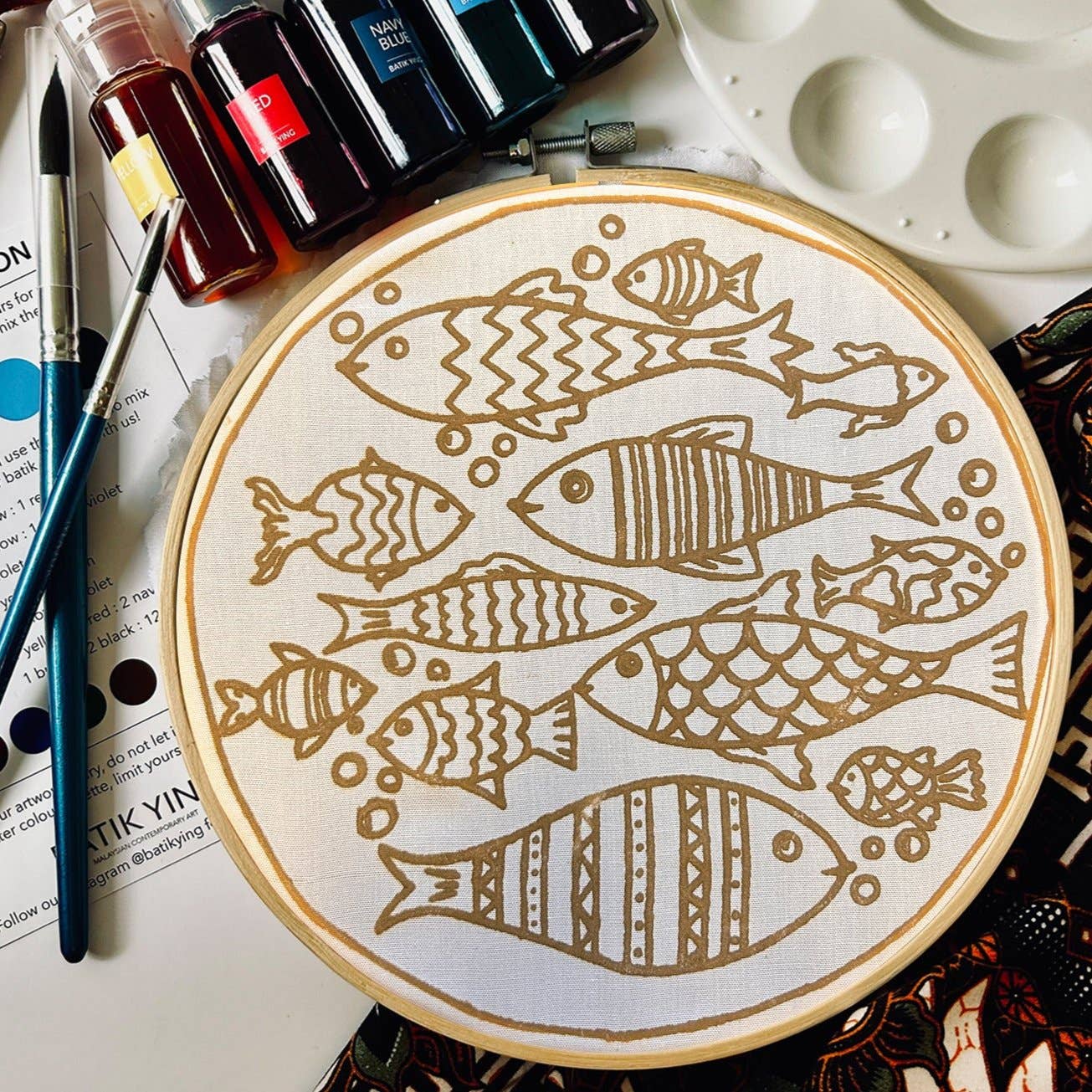 Fishes of the Sea | Batik Craft Kit | Hand-Waxed DIY Art Kit UK: Batik Diy Kit