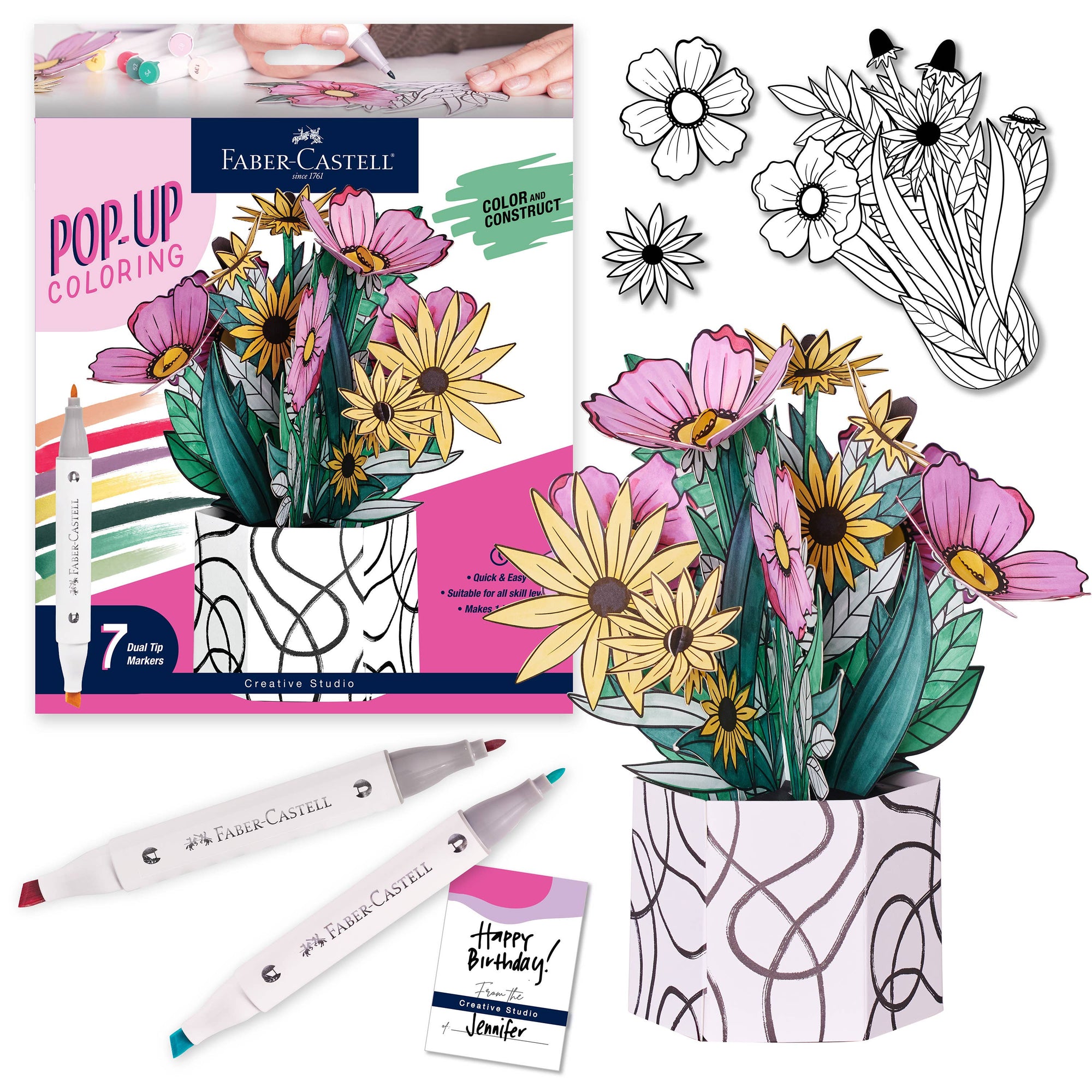 Pop Up Coloring Wildflower Bouquet - Adult Coloring Craft