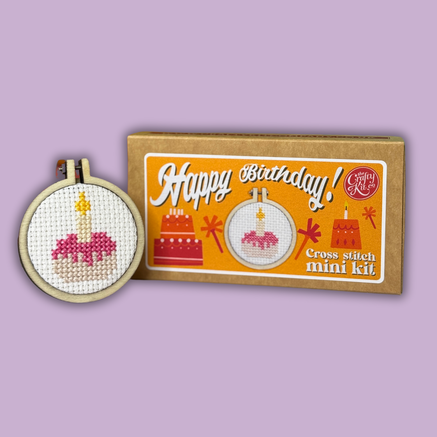 'Happy Birthday!' Cake Mini Matchbox Cross Stitch Kit