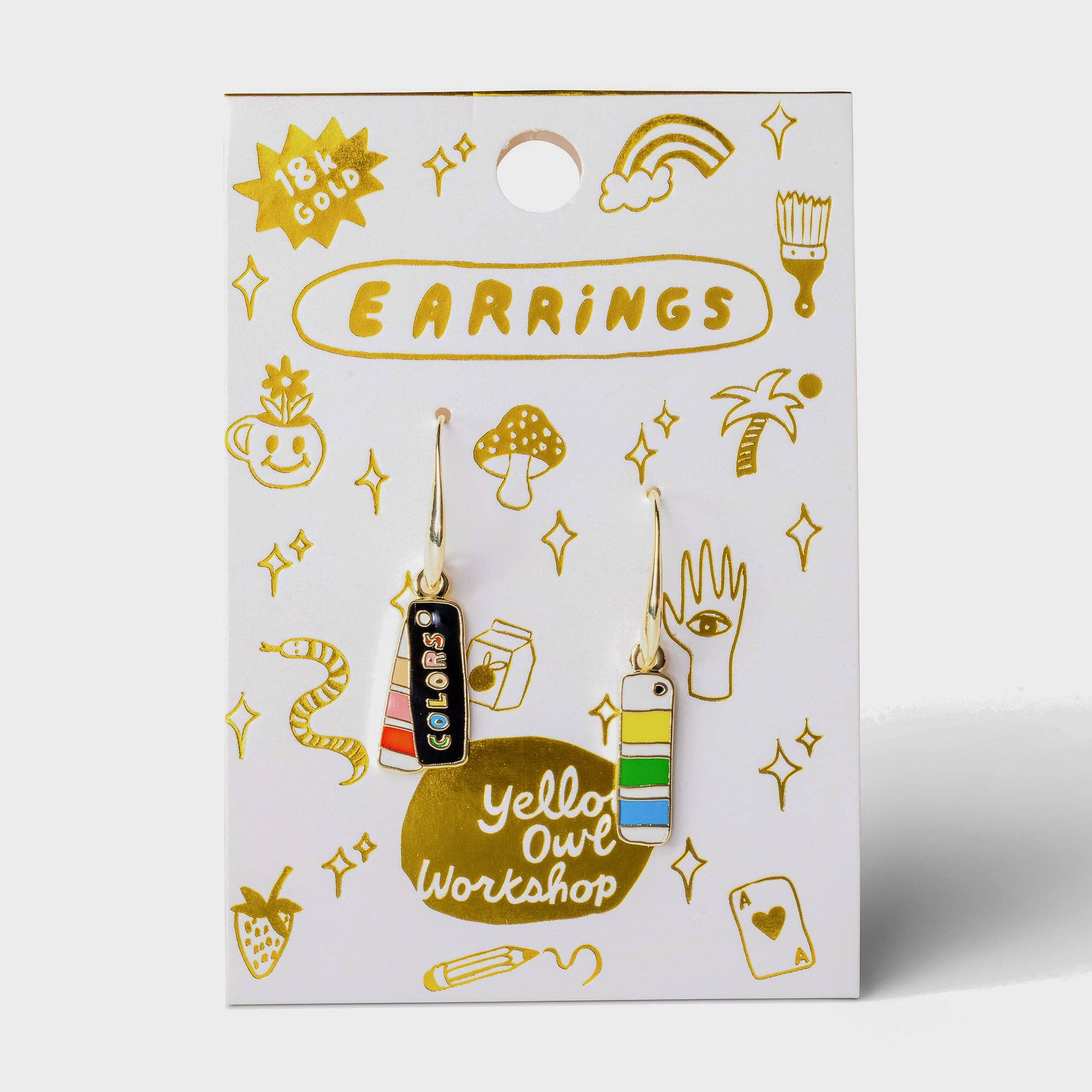 Color Swatch Book Drop Earrings | Artist Gold Jewelry Gift