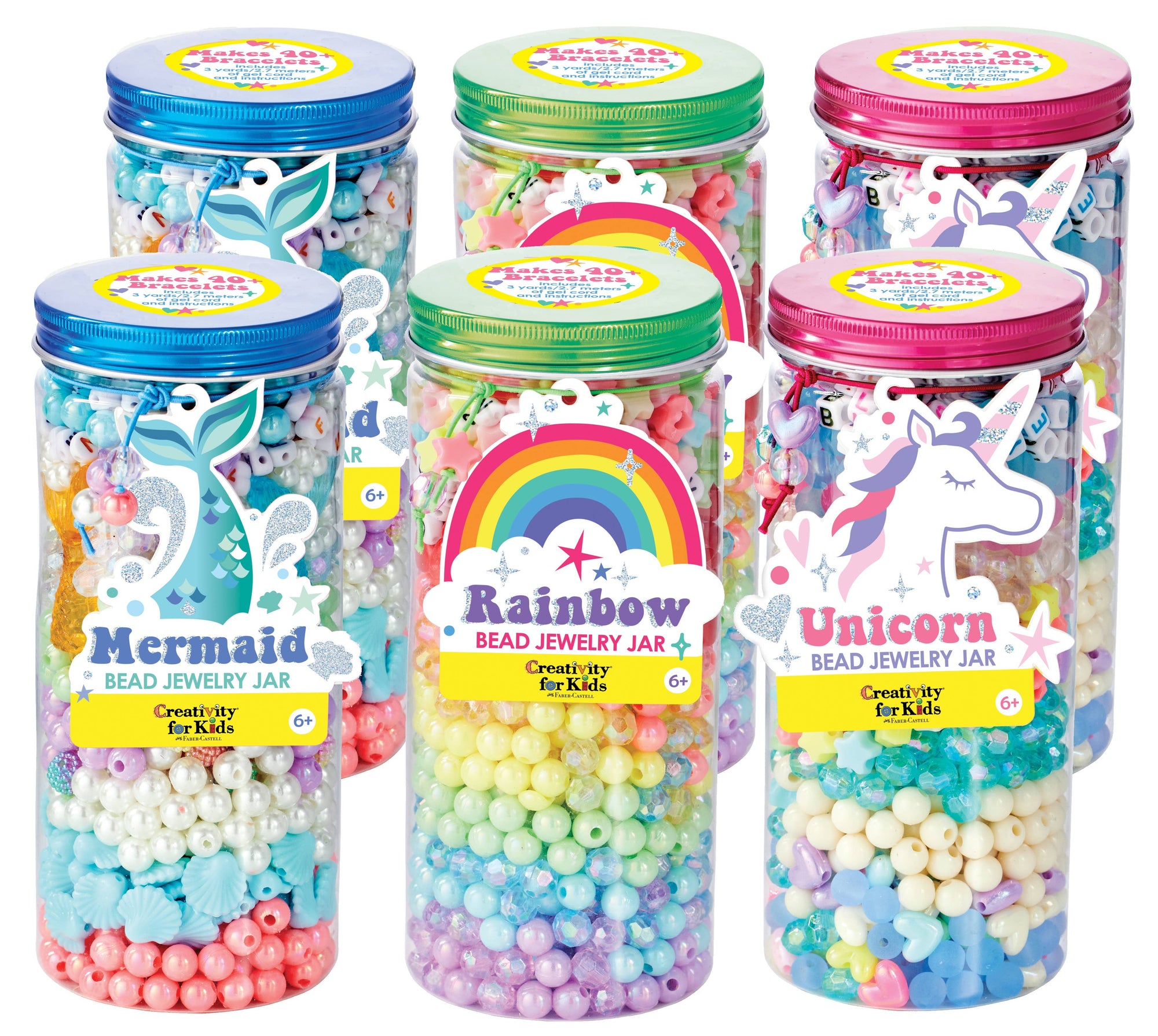 Bead Jewelry Jars - Assorted 6 Pack Case