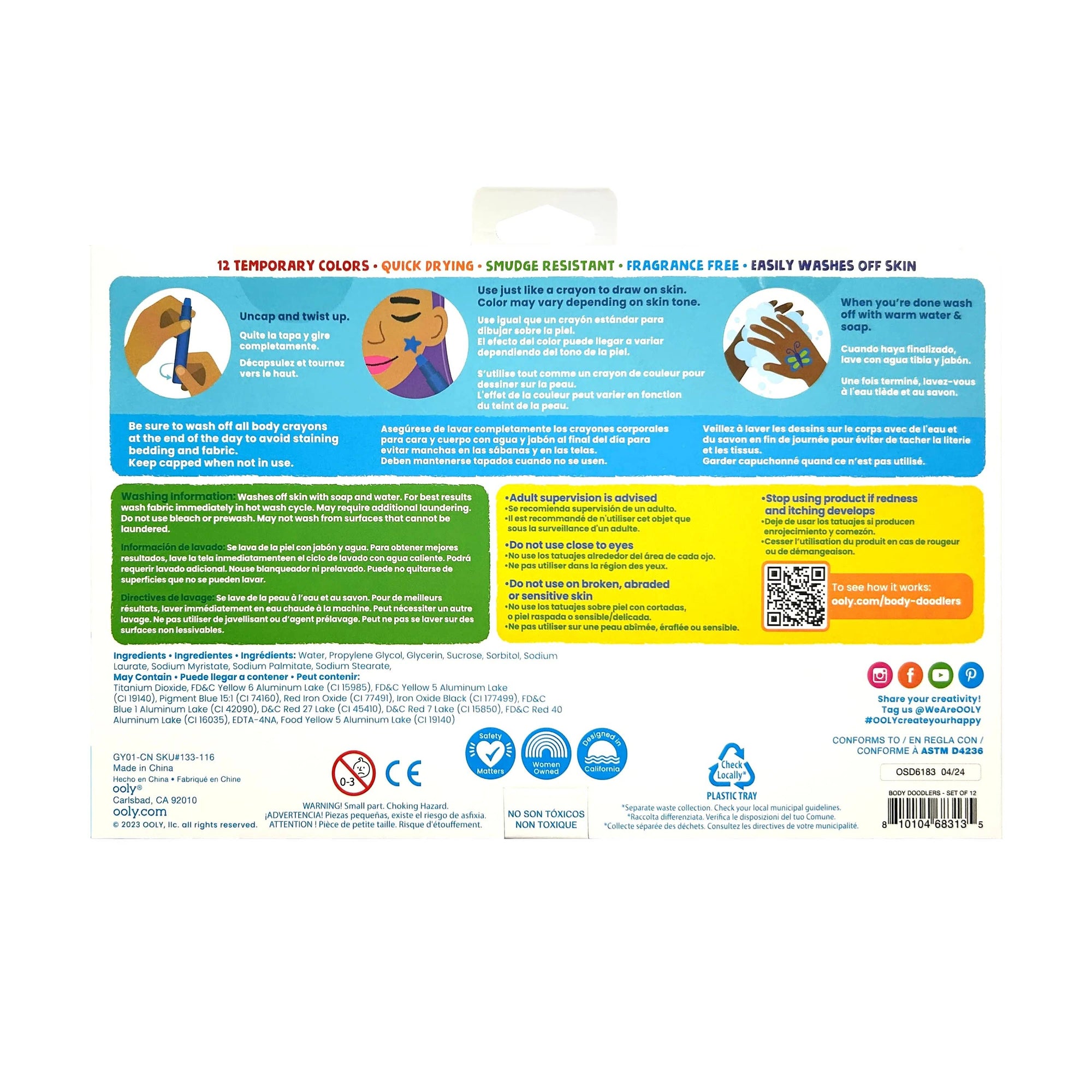 Body Doodlers: Face &amp; Body Crayons (Set of 12)