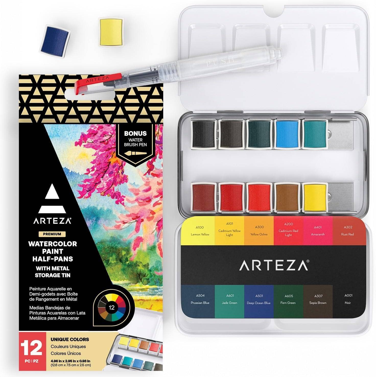 Arteza® Watercolor Paint Half-Pans Set, 12 pc.