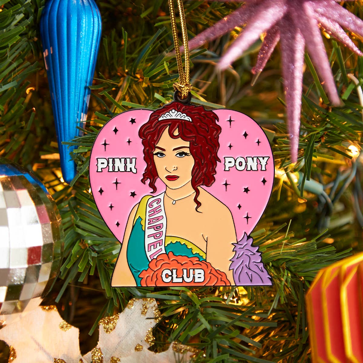 Chap Pink Pop Star Enamel Holiday Ornament