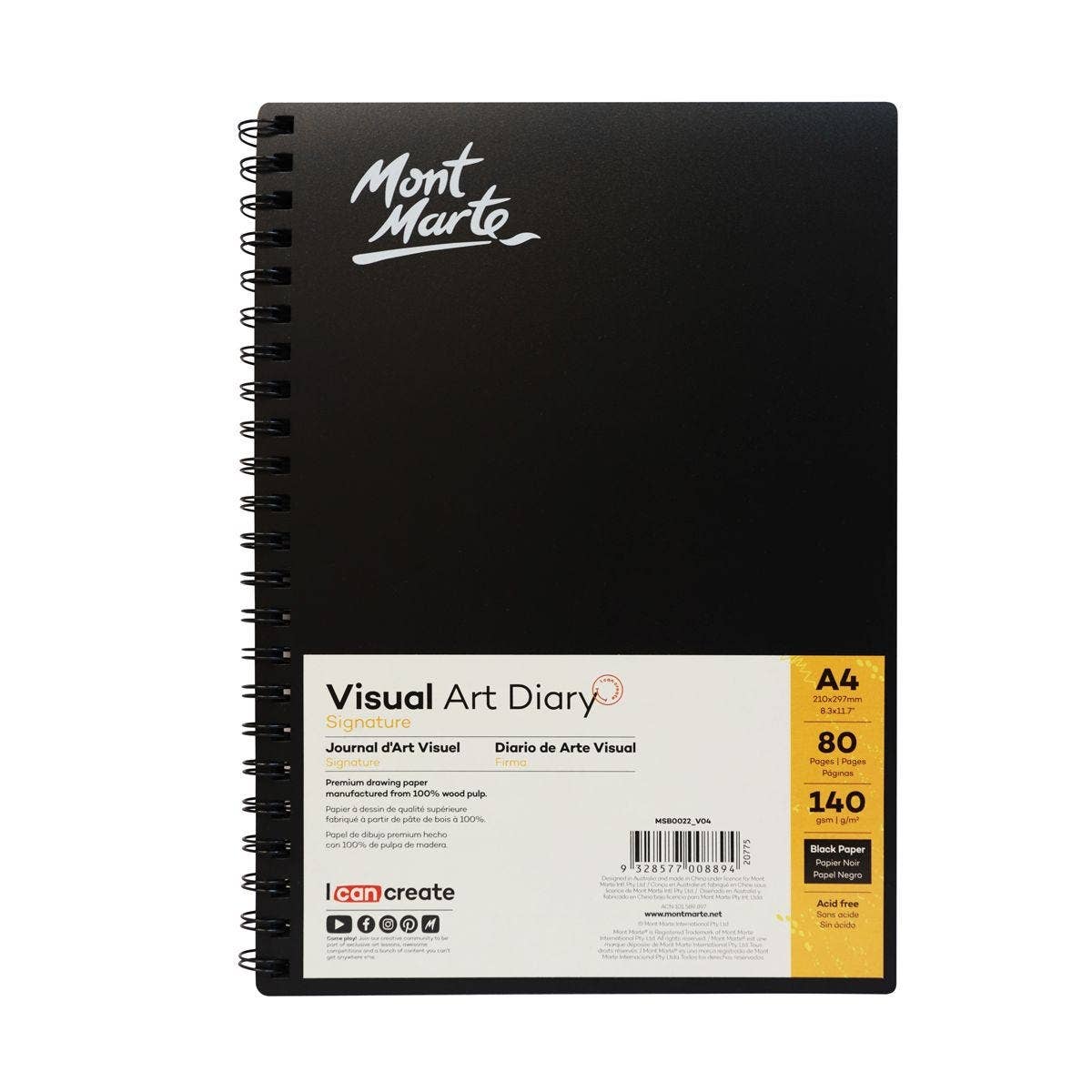 Visual Art Diary Black Signature 140gsm A4 80 Page