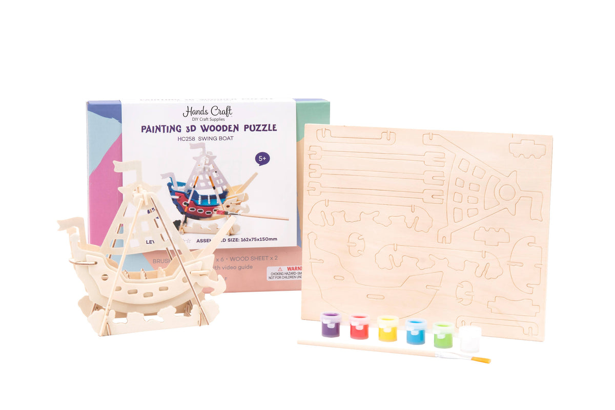 3D Wooden Puzzle with Paint Kit: Swing Boat