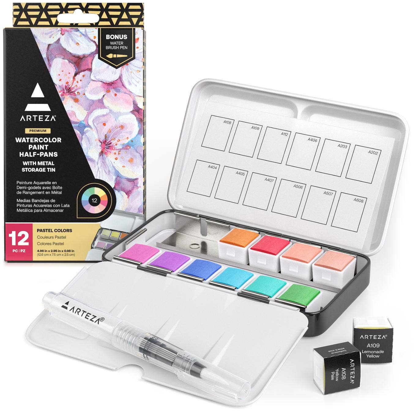 Arteza® Watercolor Half Pans Set - Pastel Colors, 12 pc.