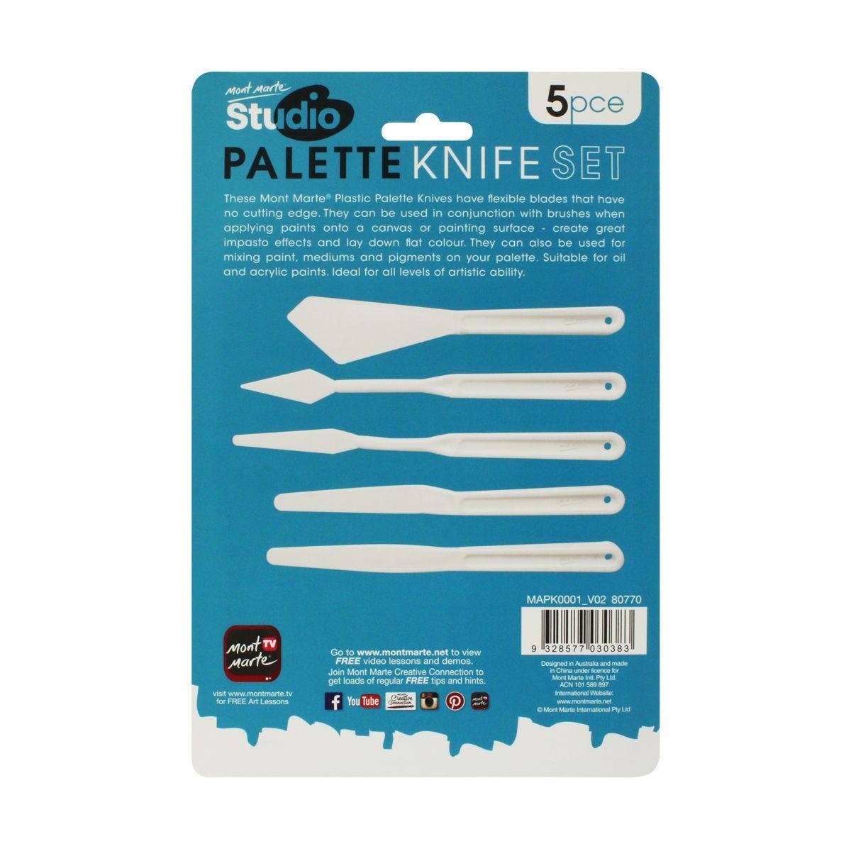 Studio Palette Knife Set 5pce - Plastic