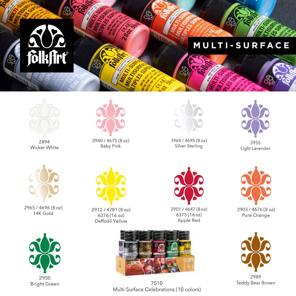 MultiSurface Acrylic Paint Celebration Set: 10 Colors