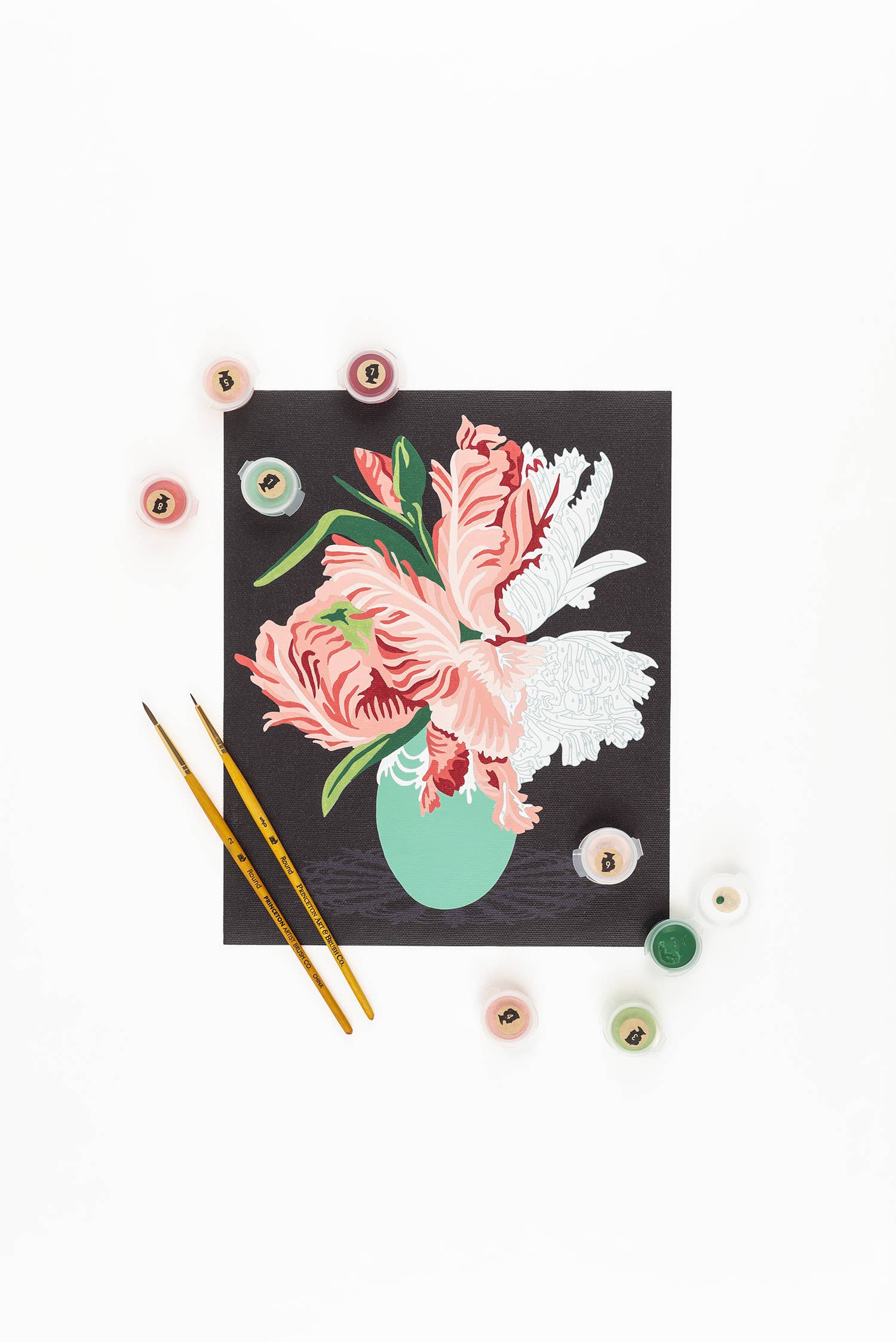 Parrot Tulips in Vase (black background) Paint-by-Number Kit