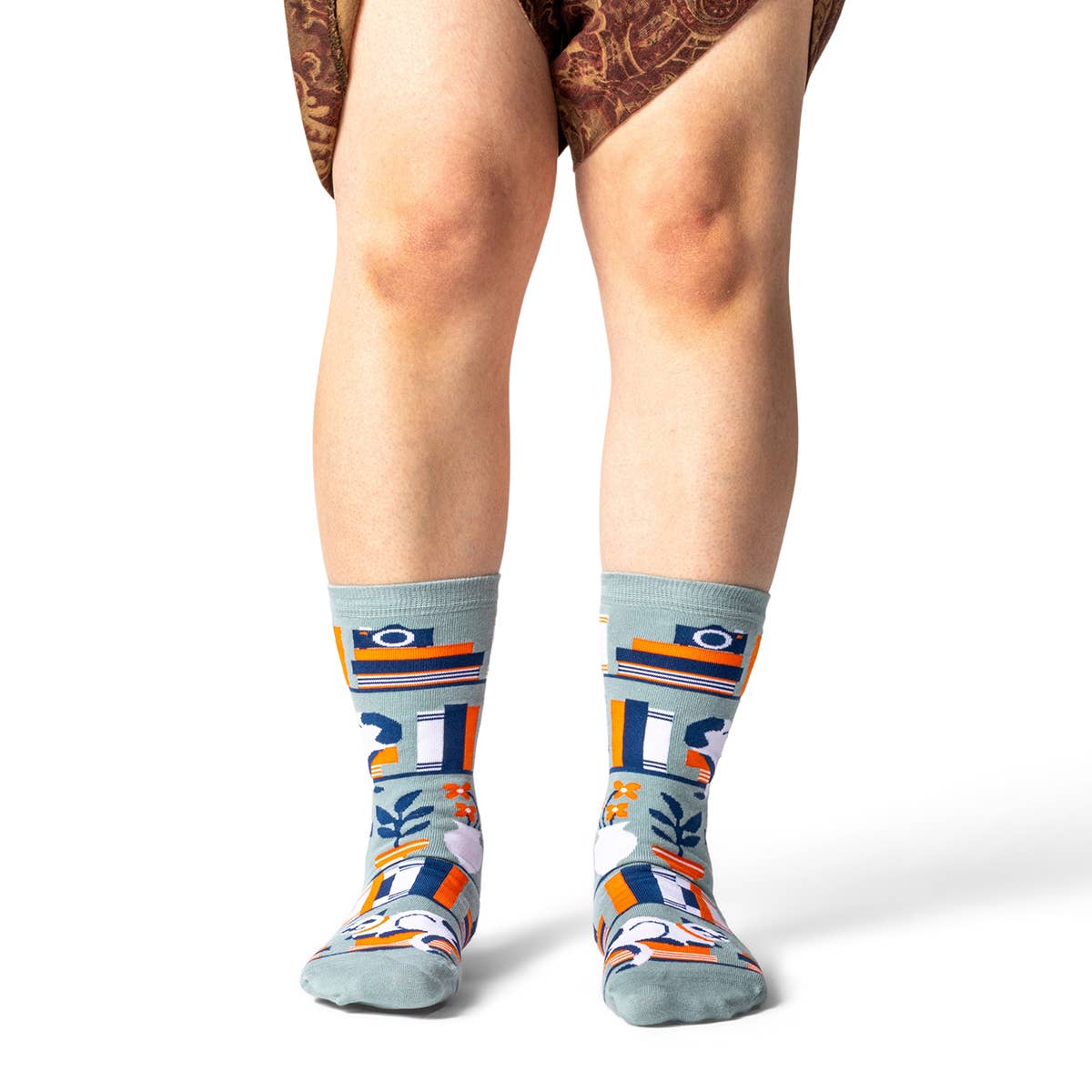 Bookshelf Socks | Book Crew Socks for Book Lovers | Small