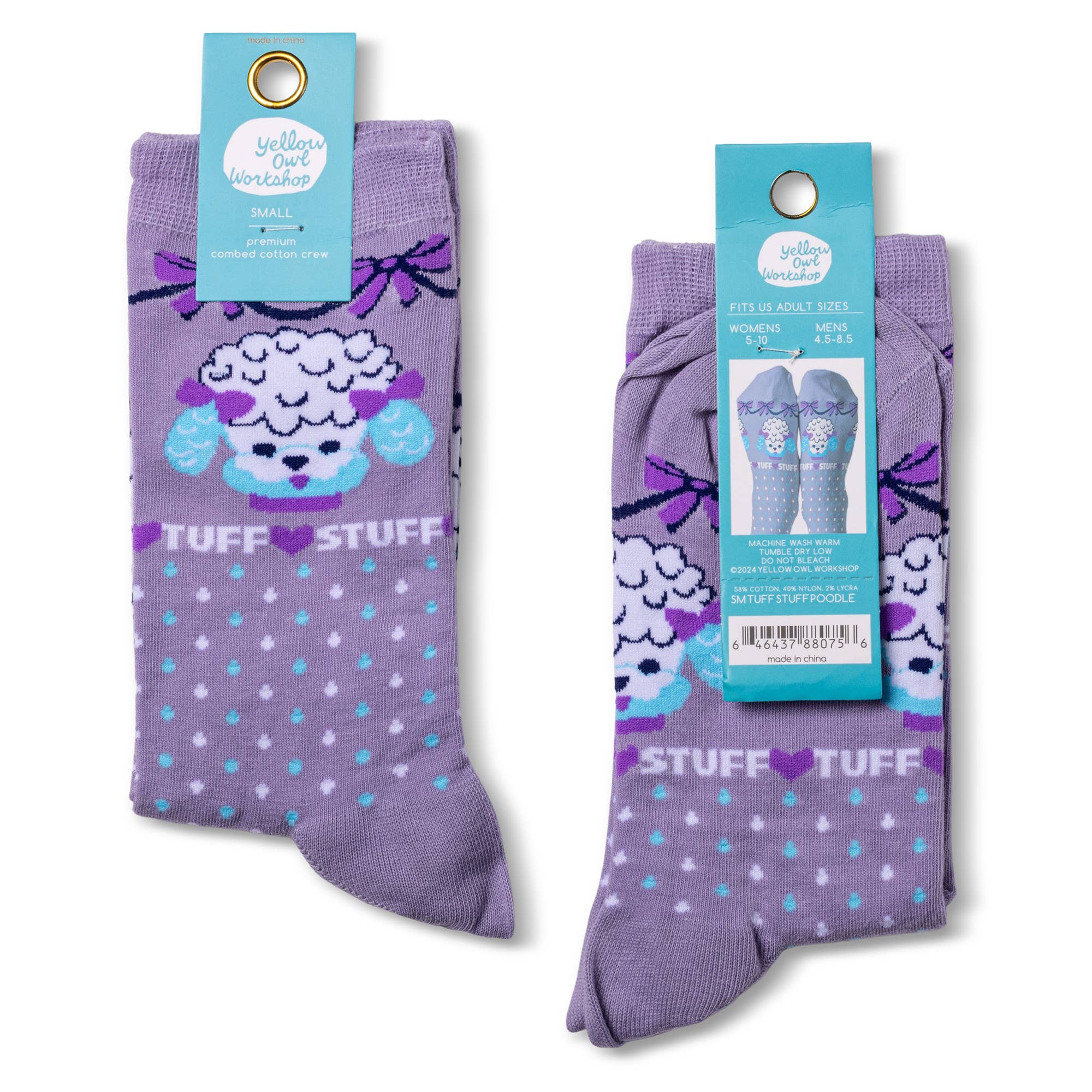 Tuff Stuff Poodle Crew Socks | Funny Dog Socks | Small