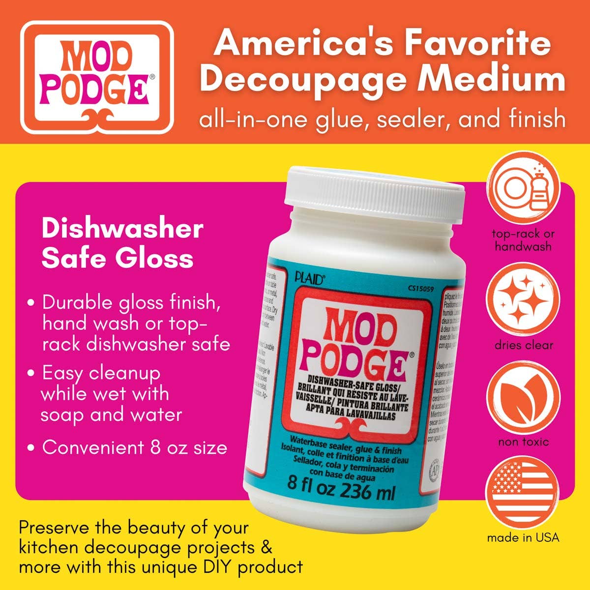 Dishwasher Safe Mod Podge 8oz