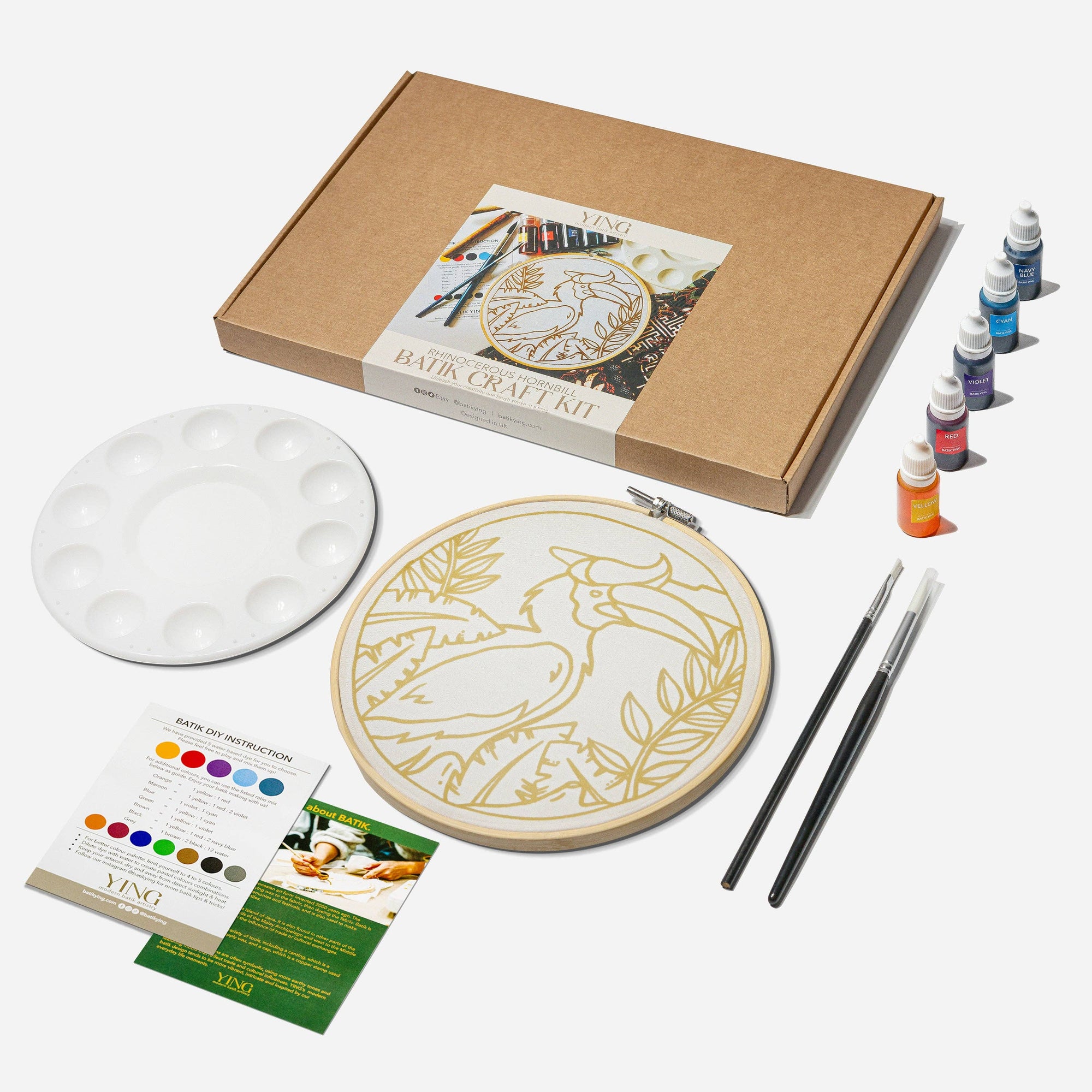 Rhinoceros Hornbill | Batik Craft Kit | Hand-Waxed DIY Art Kit UK: Batik Kit