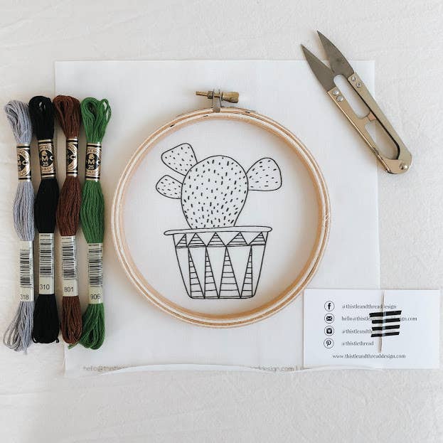 Modern Embroidery Kit - Short Cactus