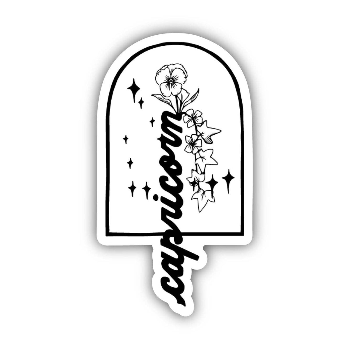 Capricorn Pansy &amp; Ivy Zodiac Sticker