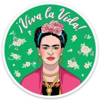 Frida with Pink Florals Sticker