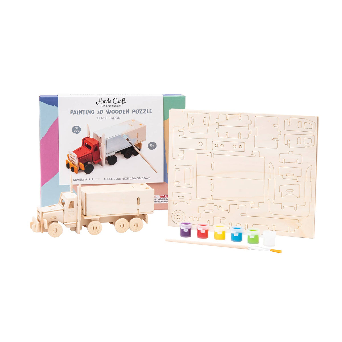3D Wooden Puzzle with Paint Kit: Truck