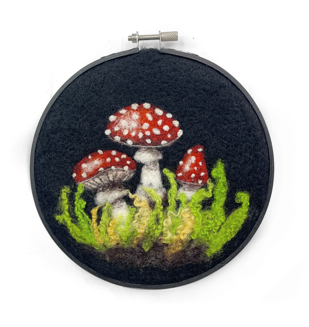 Toadstools in a Hoop Needle Felting Kit